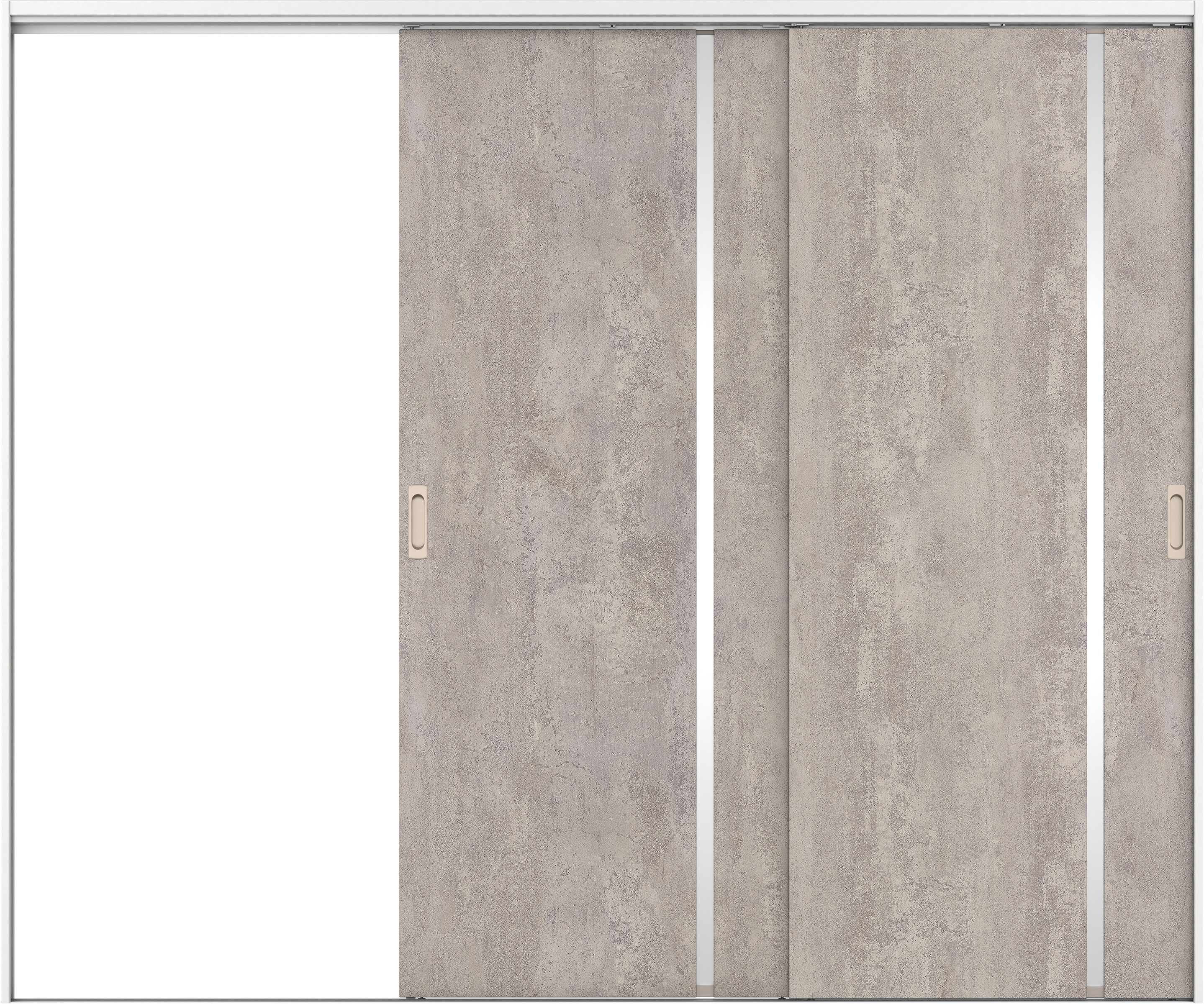 リビングドア　イエリア　吊戸・２枚片引　扉セット　Ｌ９デザイン　２４３７幅用　２０００高　〈コンクリートグレー柄〉　左引用　錠なし　ラクラクローズ付用