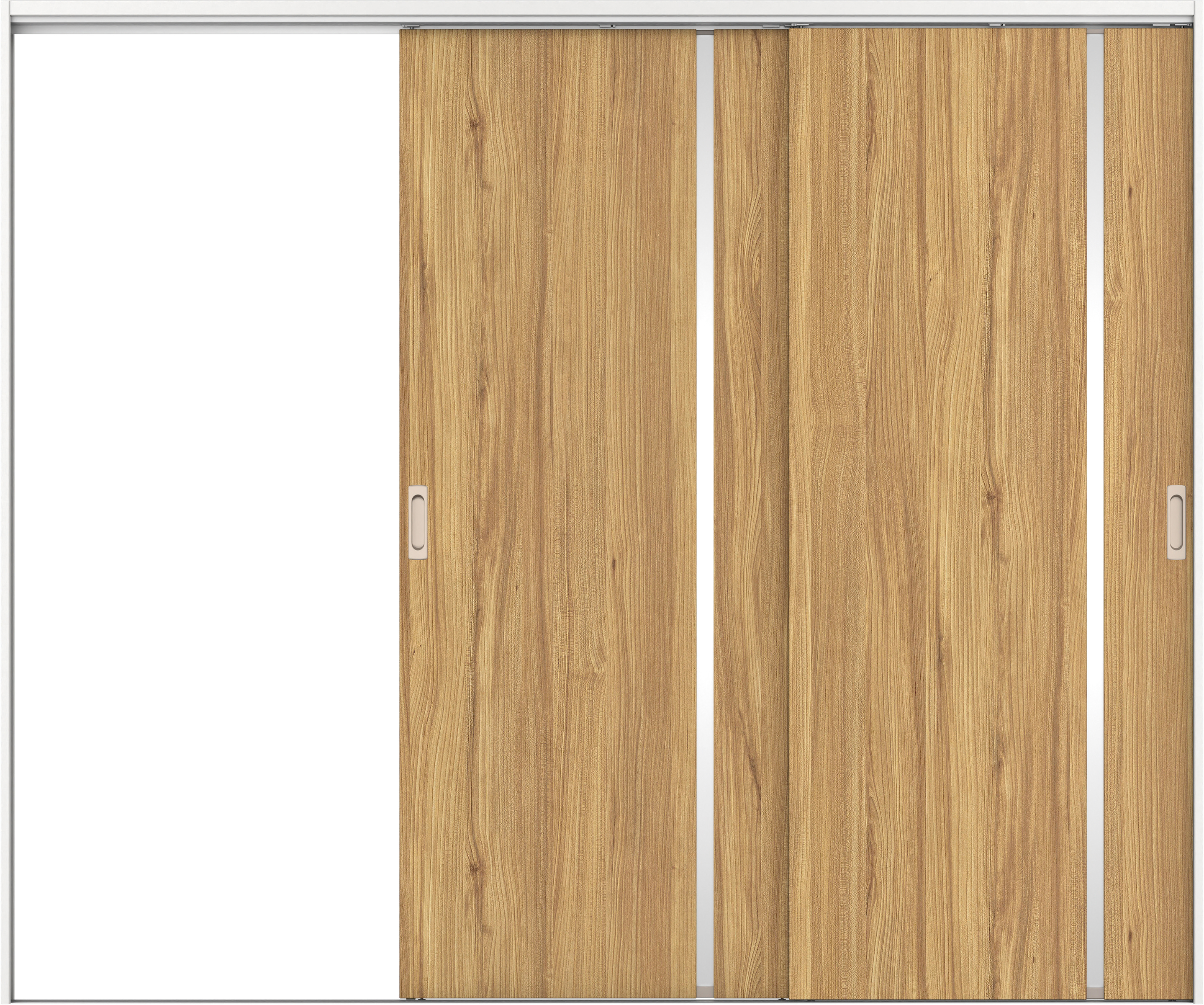 リビングドア　イエリア　吊戸・２枚片引　扉セット　Ｌ９デザイン　２４３７幅用　２０００高　〈シナモンブラウン柄〉　左引用　錠なし　ラクラクローズ付用