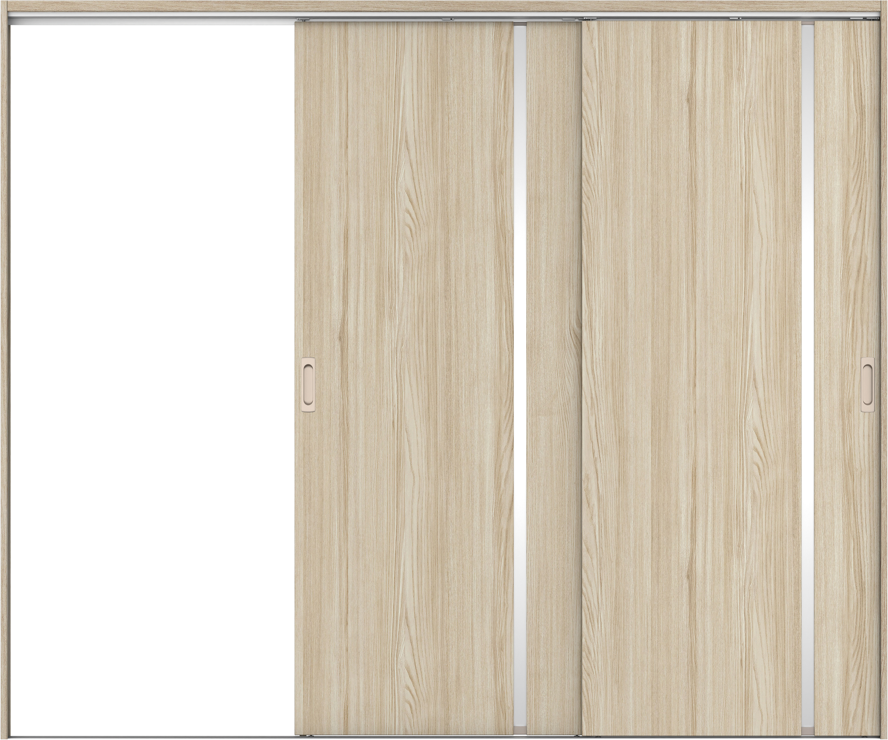 リビングドア　イエリア　吊戸・２枚片引　扉セット　Ｌ９デザイン　２４３７幅用　２０００高　〈ソフトグレージュ柄〉　左引用　錠なし　ラクラクローズ付用