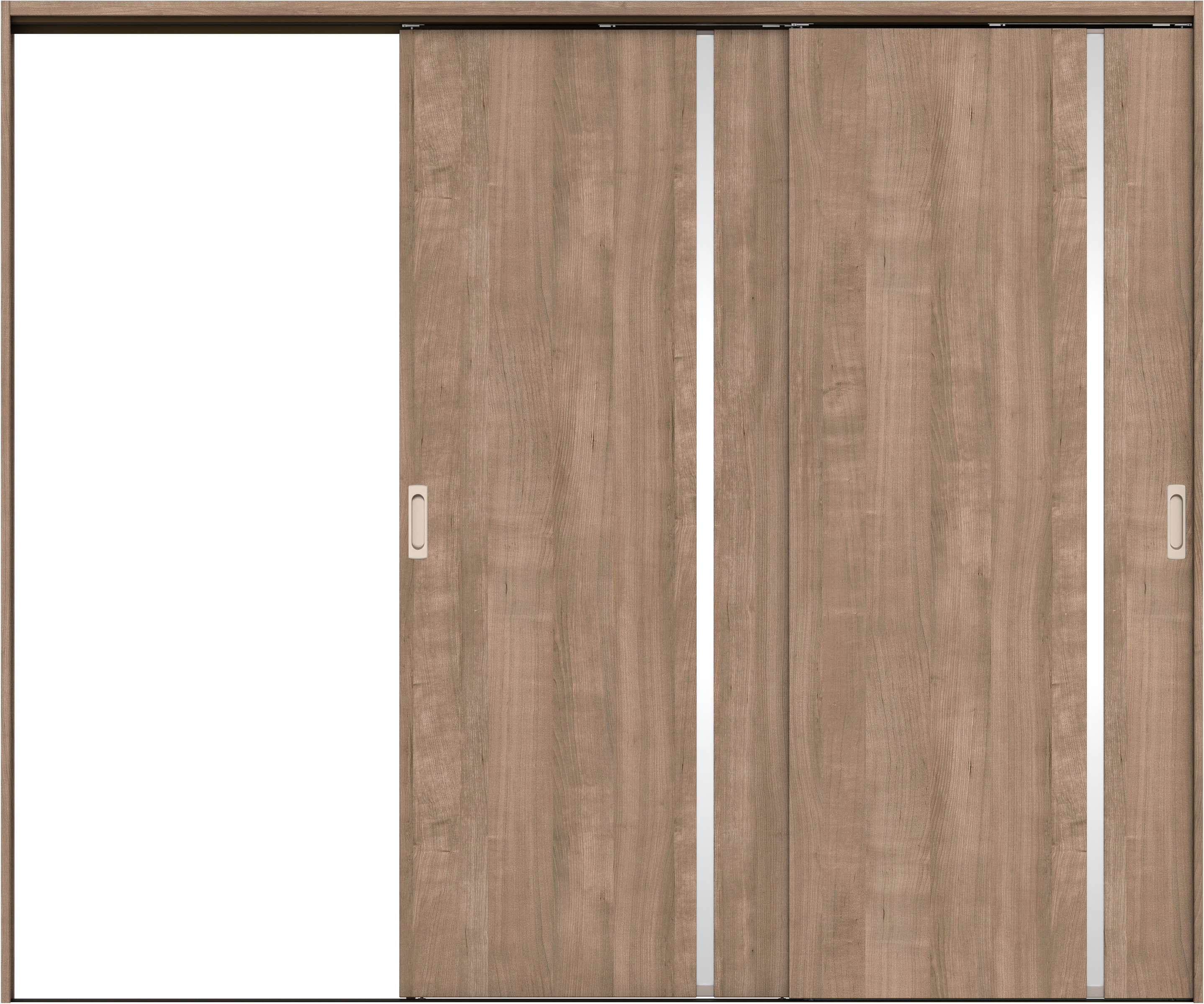 リビングドア　イエリア　吊戸・２枚片引　扉セット　Ｌ９デザイン　２４３７幅用　２０００高　〈トープグレー柄〉　左引用　錠なし　ラクラクローズ付用