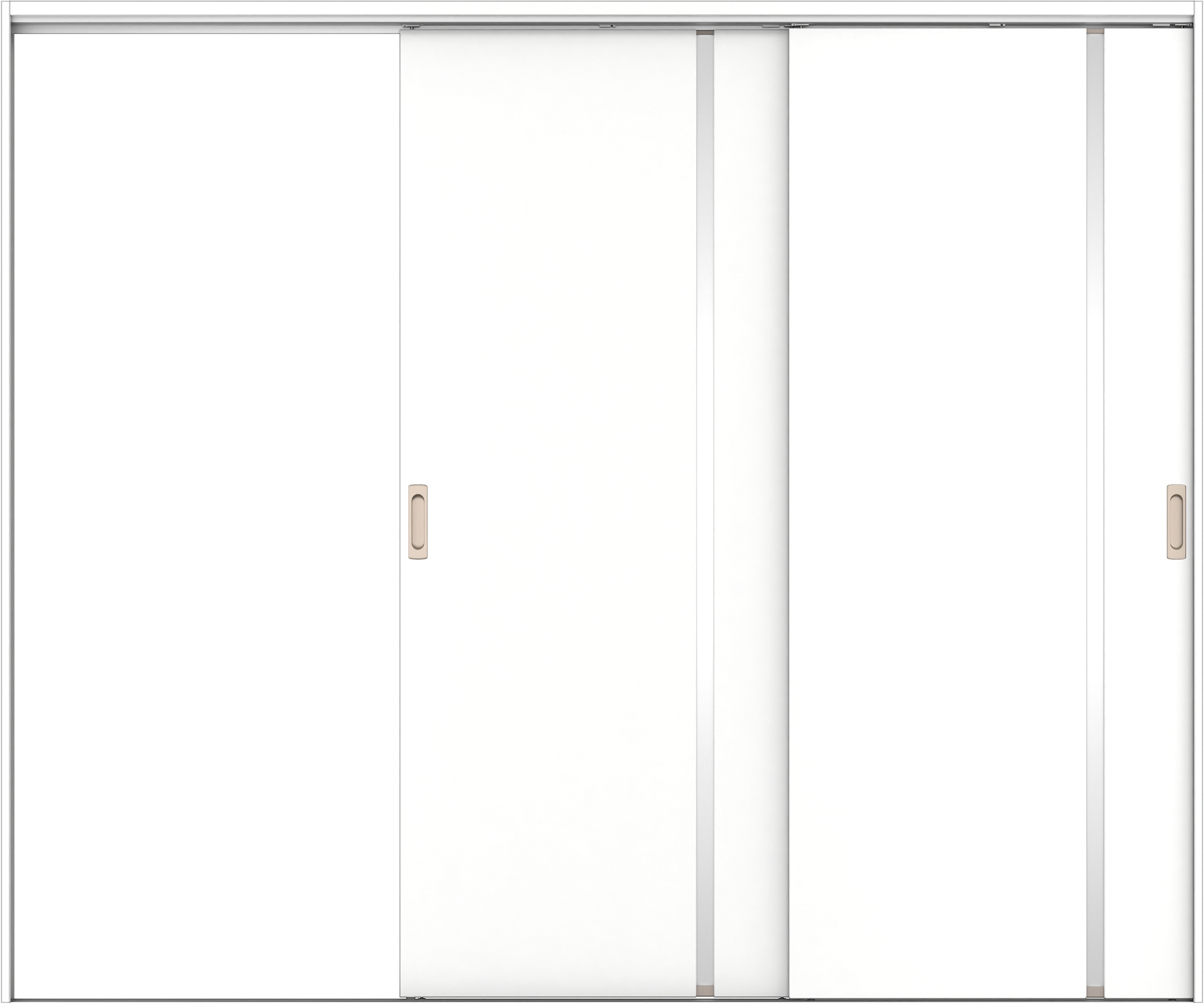 リビングドア　イエリア　吊戸・２枚片引　扉セット　Ｌ９デザイン　２４３７幅用　２０００高　〈パウダーホワイト柄〉　左引用　錠なし　ラクラクローズ付用