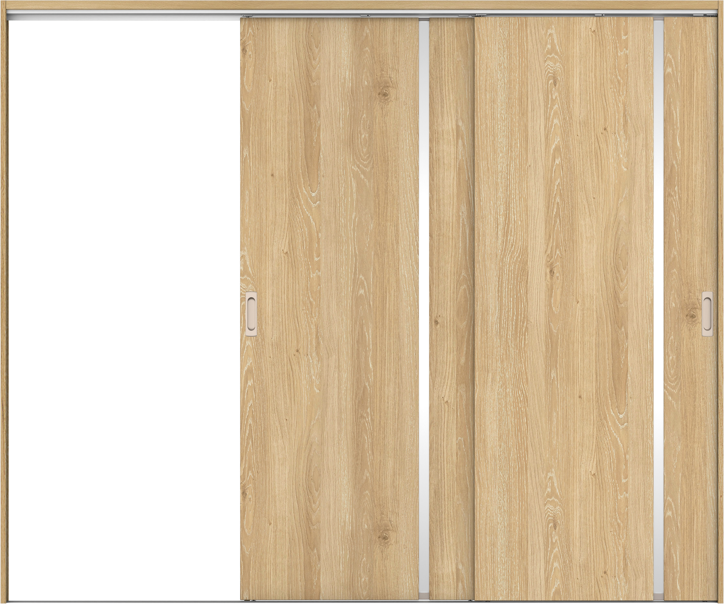 リビングドア　イエリア　吊戸・２枚片引　扉セット　Ｌ９デザイン　２４３７幅用　２０００高　〈ミルキーオーカー柄〉　左引用　錠なし　ラクラクローズ付用