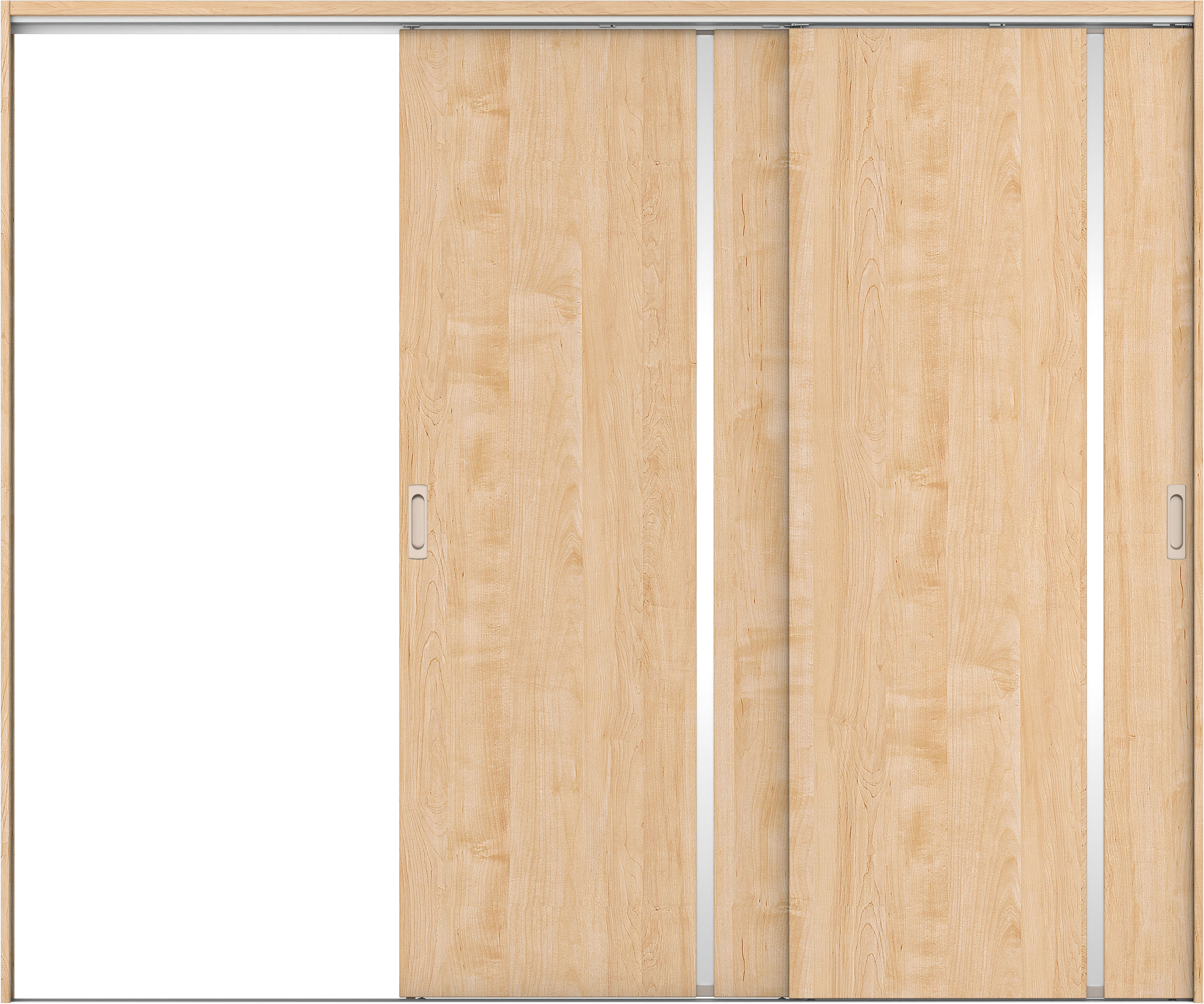 リビングドア　イエリア　吊戸・２枚片引　扉セット　Ｌ９デザイン　２４３７幅用　２０００高　〈ミルベージュ柄〉　左引用　錠なし　ラクラクローズ付用