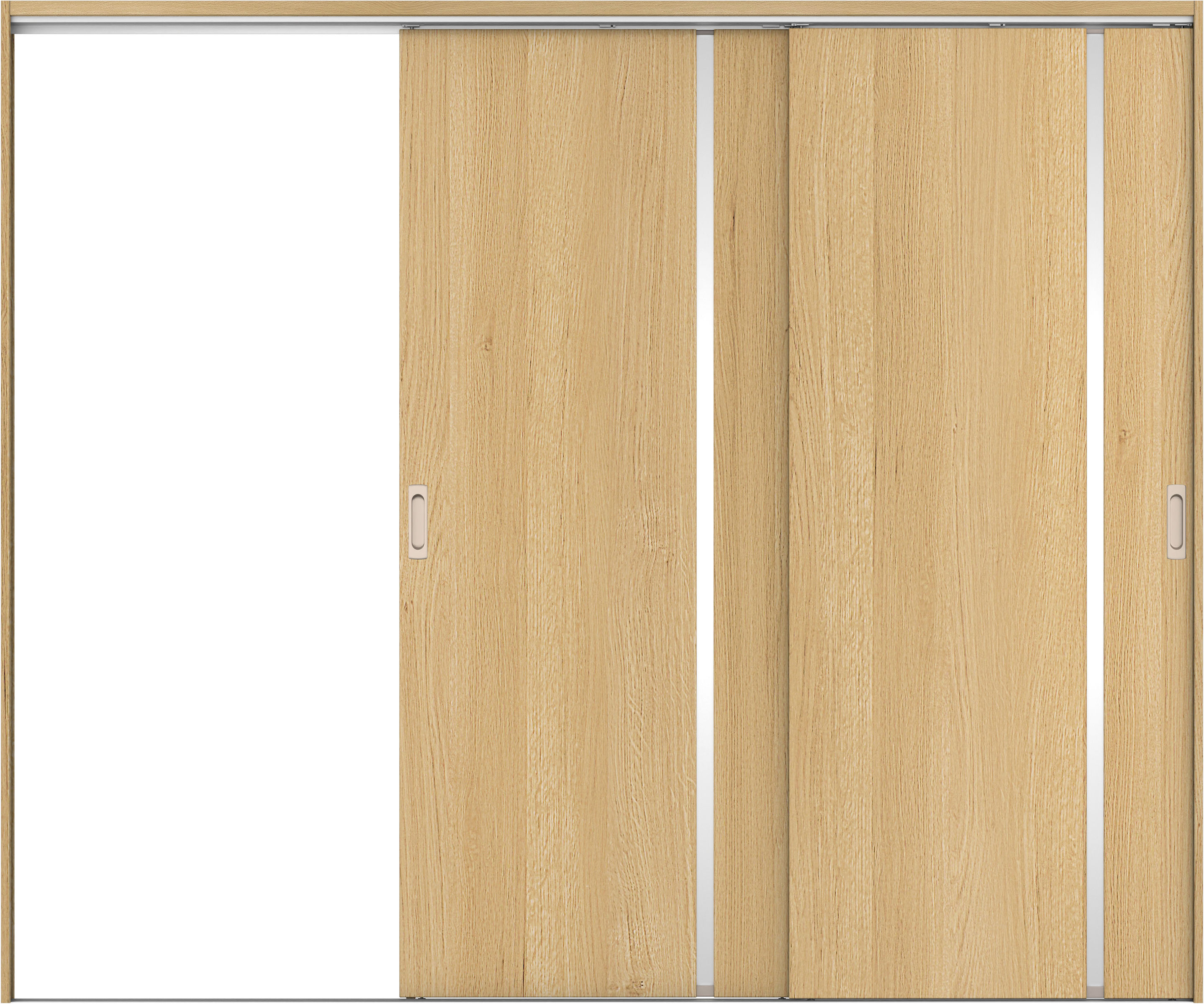 リビングドア　イエリア　吊戸・２枚片引　扉セット　Ｌ９デザイン　２４３７幅用　２０００高　〈ライトオーカー柄〉　左引用　錠なし　ラクラクローズ付用