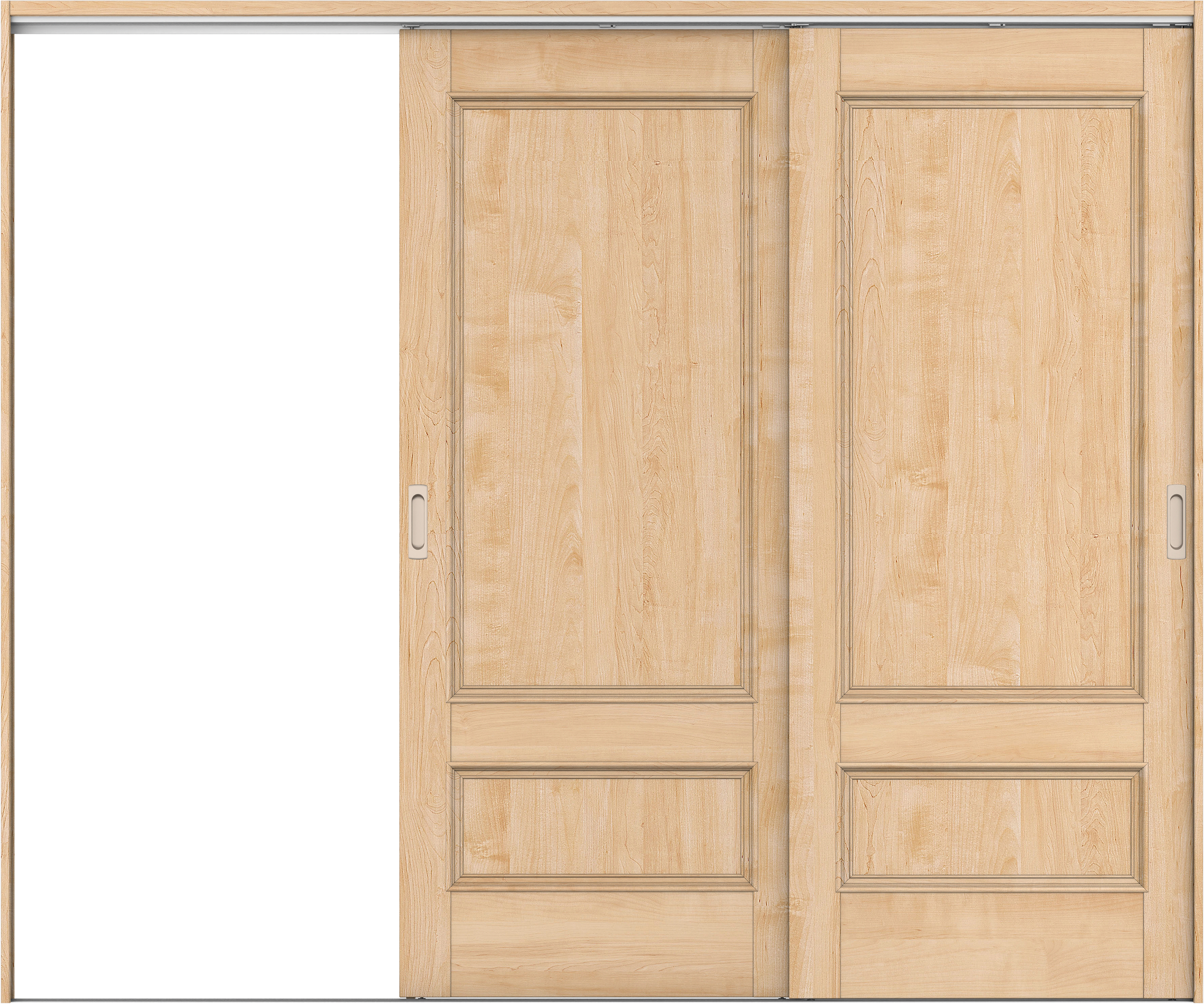 リビングドア　イエリア　吊戸・２枚片引　扉セット　Ｍ１デザイン　２４３７幅用　２０００高　〈ミルベージュ柄〉　左引用　錠なし　ラクラクローズ付用