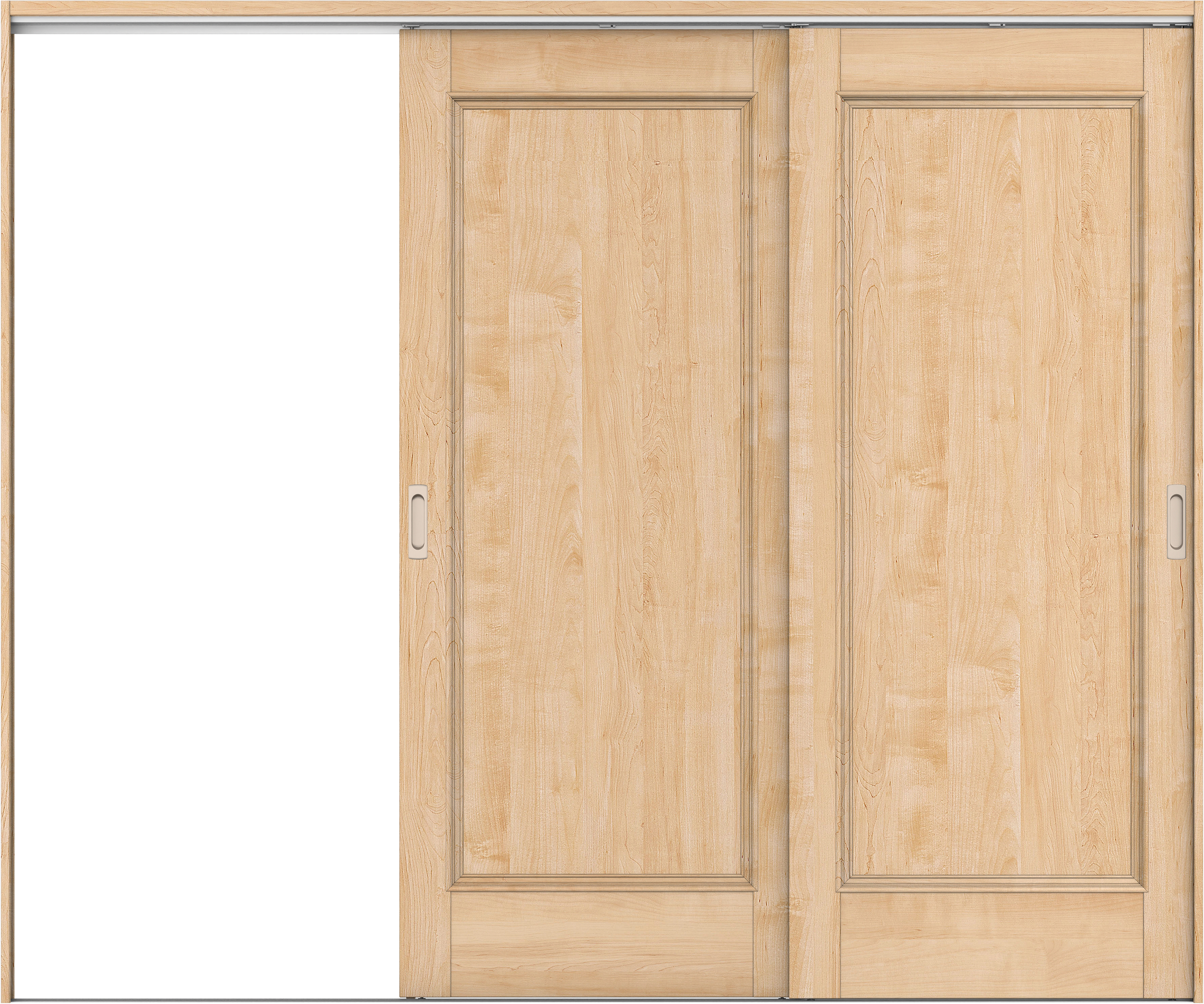 リビングドア　イエリア　吊戸・２枚片引　扉セット　Ｍ５デザイン　２４３７幅用　２０００高　〈ミルベージュ柄〉　左引用　錠なし　ラクラクローズ付用