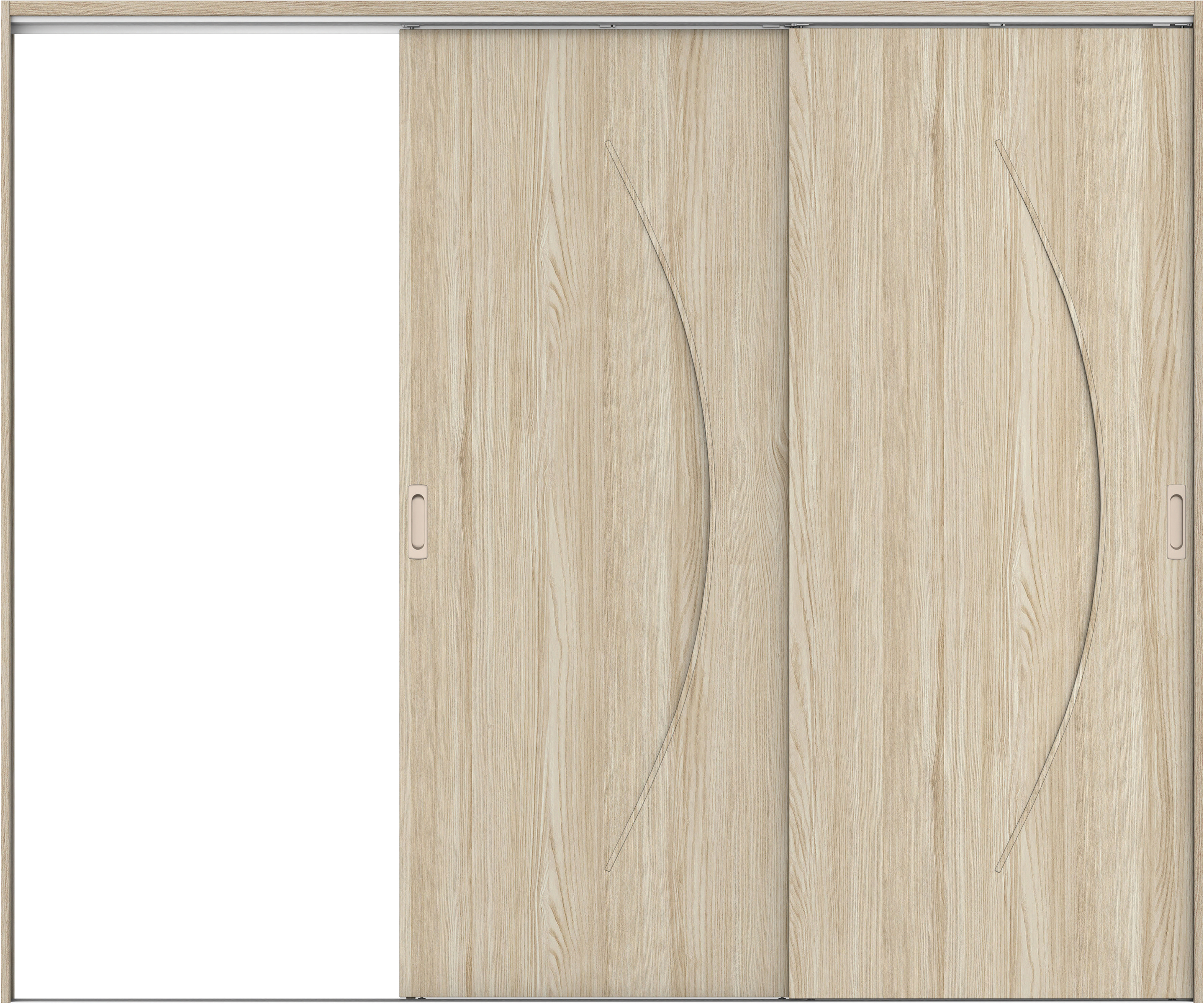 リビングドア　イエリア　吊戸・２枚片引　扉セット　Ｓ７デザイン　２４３７幅用　２０００高　〈ソフトグレージュ柄〉　左引用　錠なし　ラクラクローズ付用