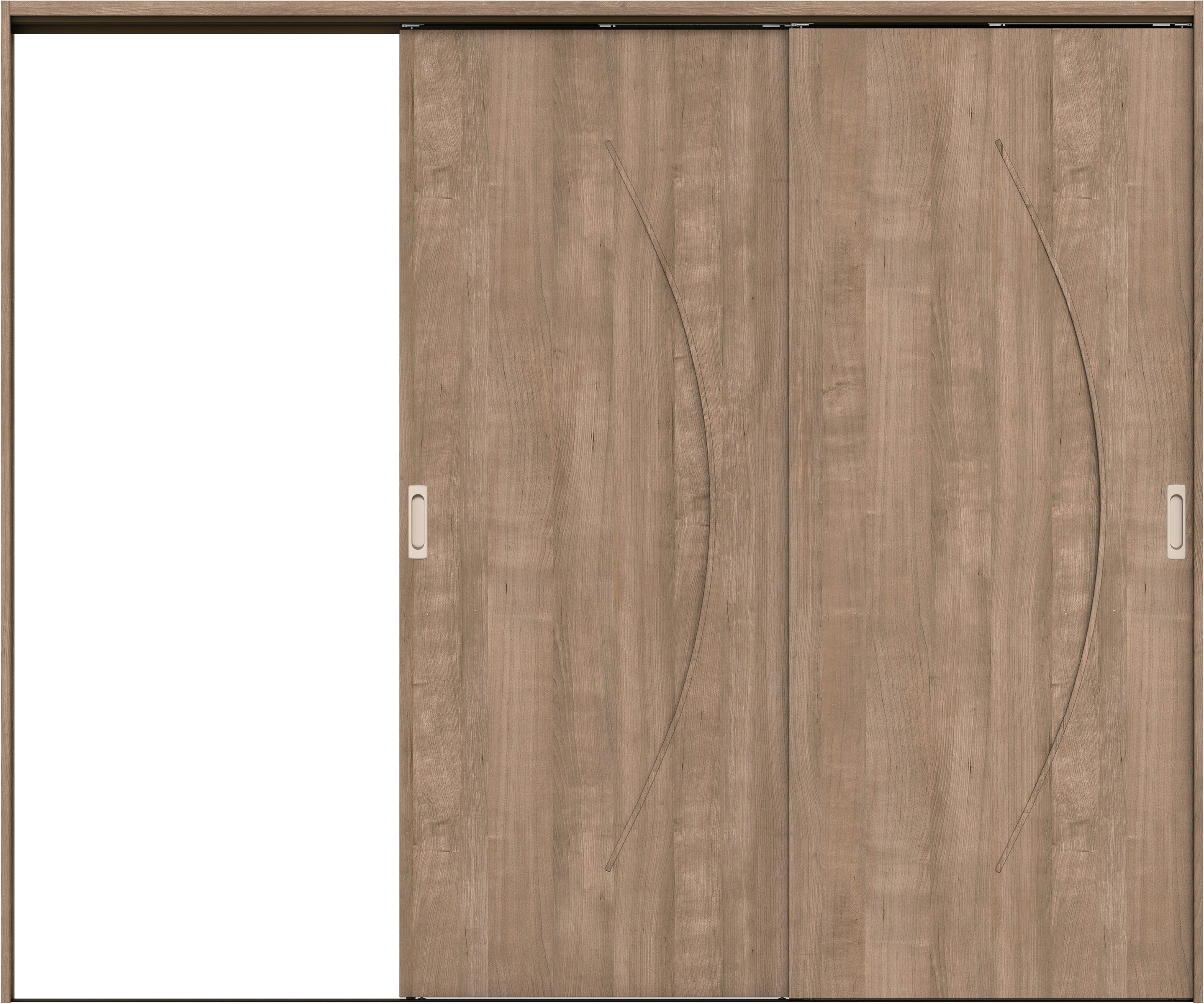 リビングドア　イエリア　吊戸・２枚片引　扉セット　Ｓ７デザイン　２４３７幅用　２０００高　〈トープグレー柄〉　左引用　錠なし　ラクラクローズ付用