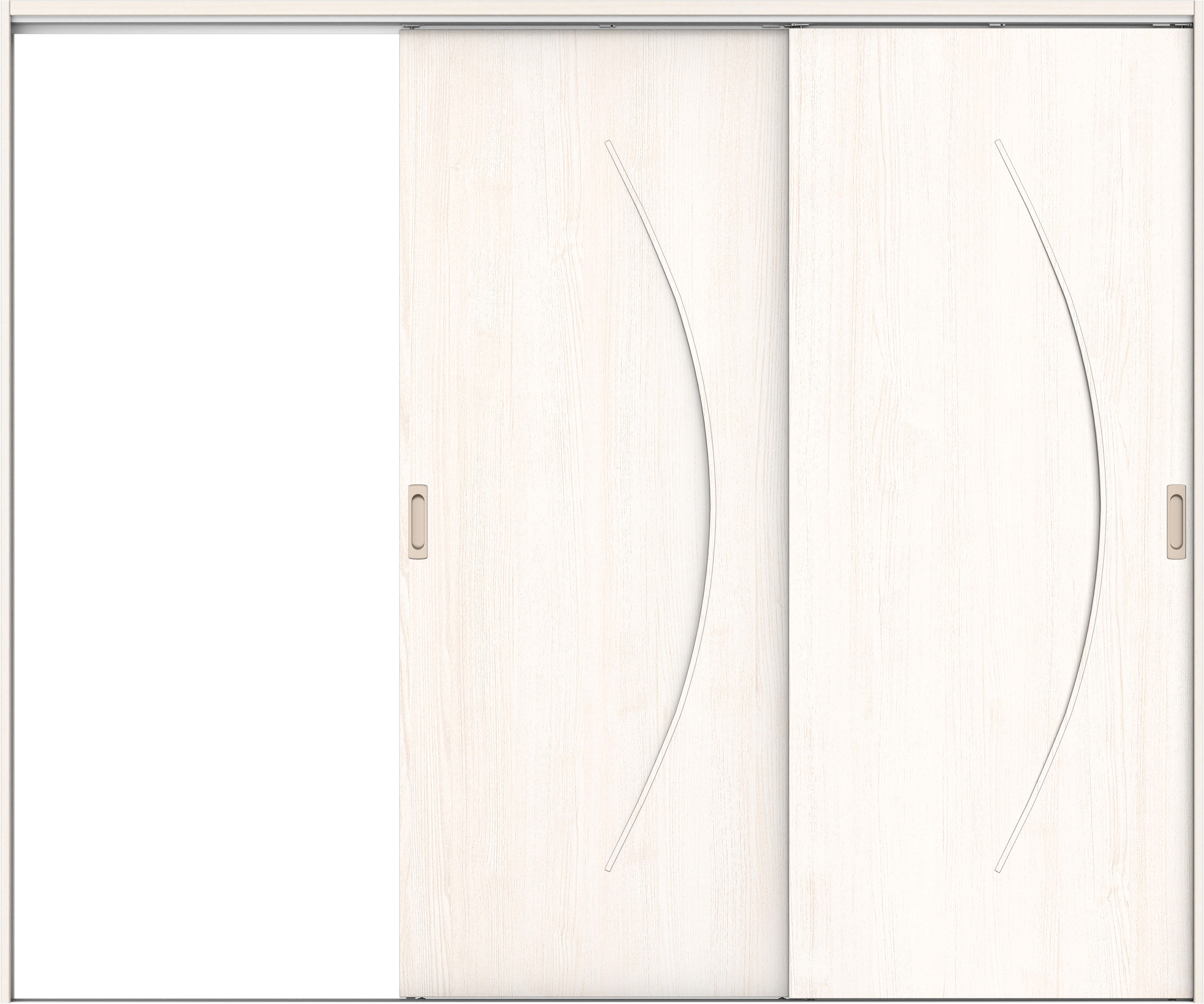 リビングドア　イエリア　吊戸・２枚片引　扉セット　Ｓ７デザイン　２４３７幅用　２０００高　〈ネオホワイト柄〉　左引用　錠なし　ラクラクローズ付用