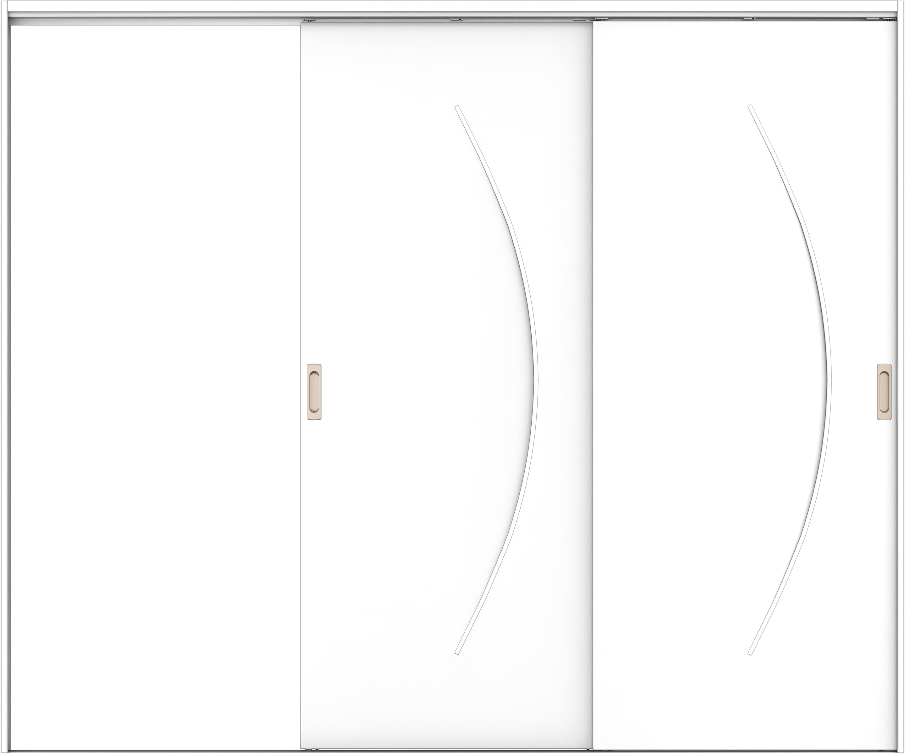 リビングドア　イエリア　吊戸・２枚片引　扉セット　Ｓ７デザイン　２４３７幅用　２０００高　〈パウダーホワイト柄〉　左引用　錠なし　ラクラクローズ付用