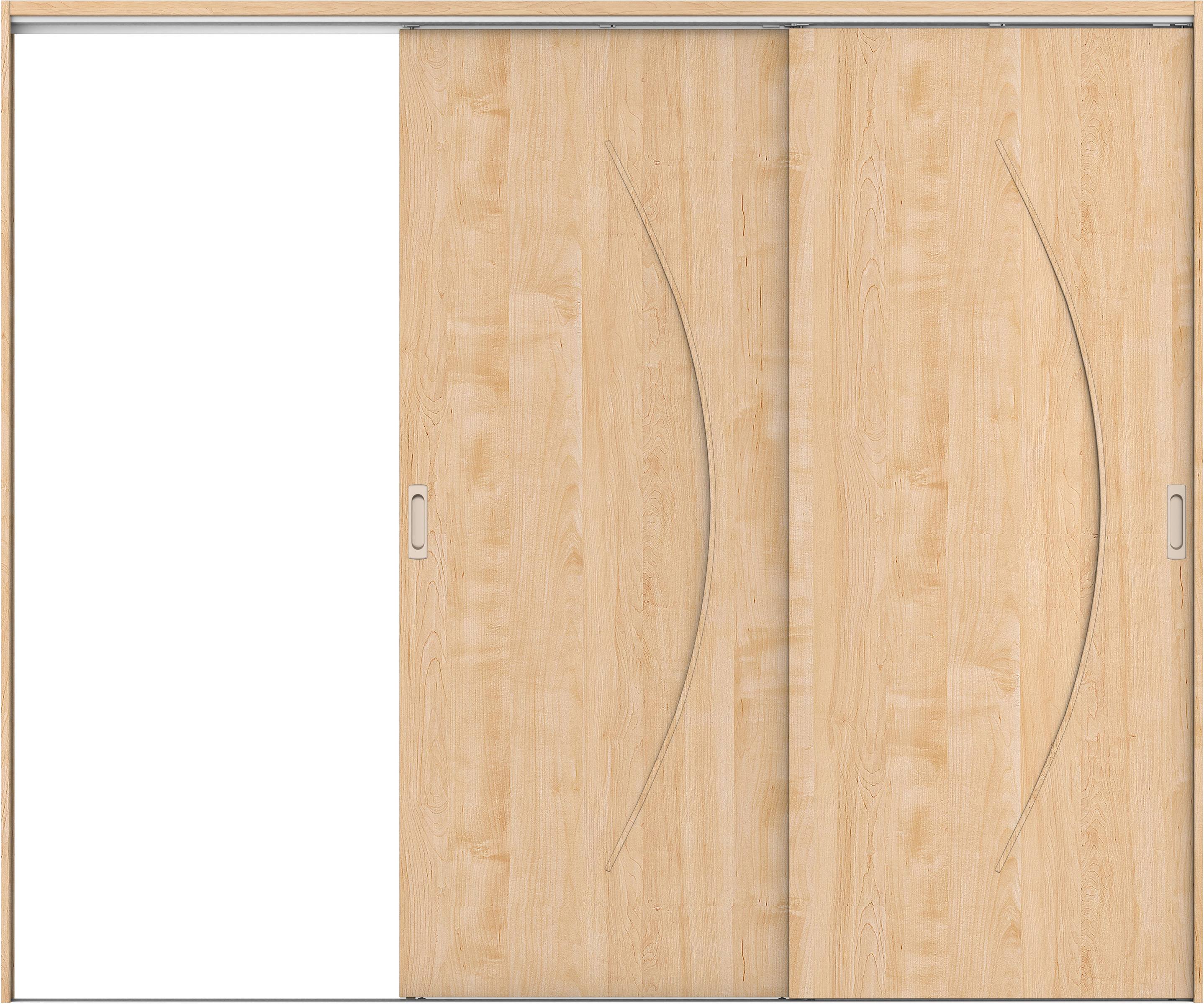 リビングドア　イエリア　吊戸・２枚片引　扉セット　Ｓ７デザイン　２４３７幅用　２０００高　〈ミルベージュ柄〉　左引用　錠なし　ラクラクローズ付用