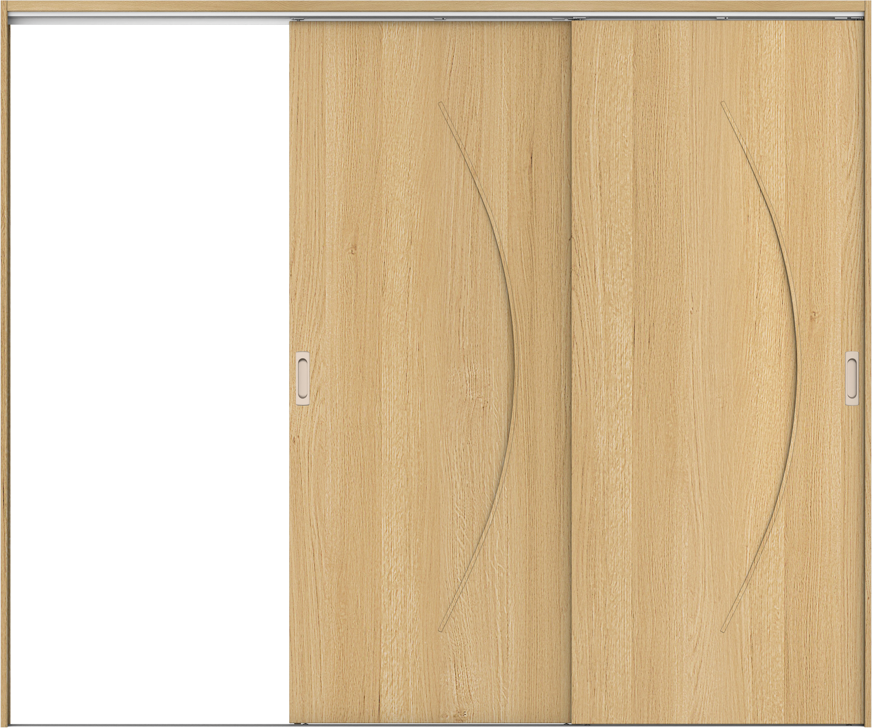 リビングドア　イエリア　吊戸・２枚片引　扉セット　Ｓ７デザイン　２４３７幅用　２０００高　〈ライトオーカー柄〉　左引用　錠なし　ラクラクローズ付用