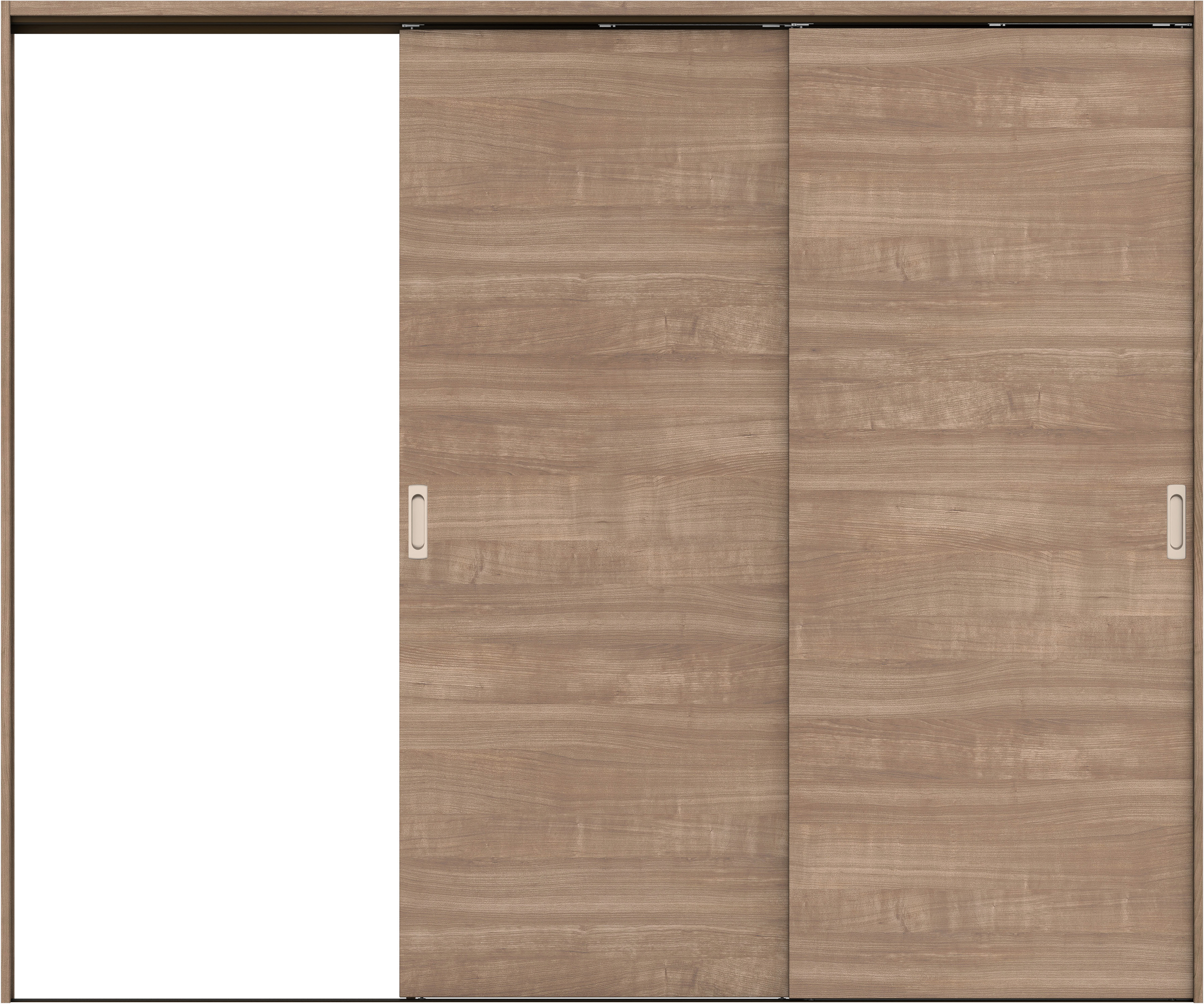 リビングドア　イエリア　吊戸・２枚片引　扉セット　Ｕ０デザイン　２４３７幅用　２０００高　〈トープグレー柄〉　左引用　錠なし　ラクラクローズ付用