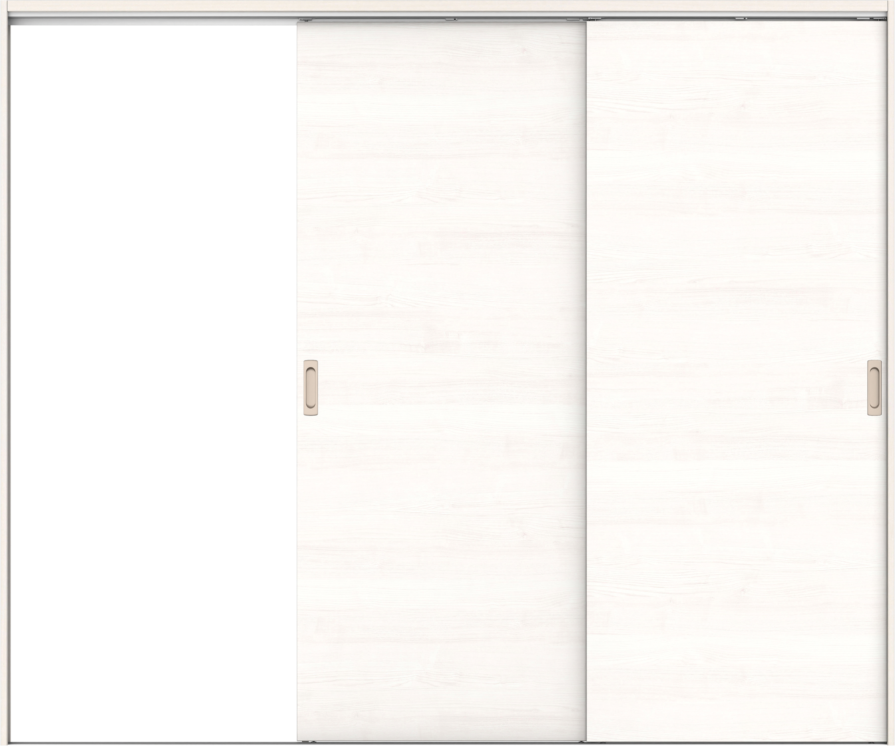 リビングドア　イエリア　吊戸・２枚片引　扉セット　Ｕ０デザイン　２４３７幅用　２０００高　〈ネオホワイト柄〉　左引用　錠なし　ラクラクローズ付用