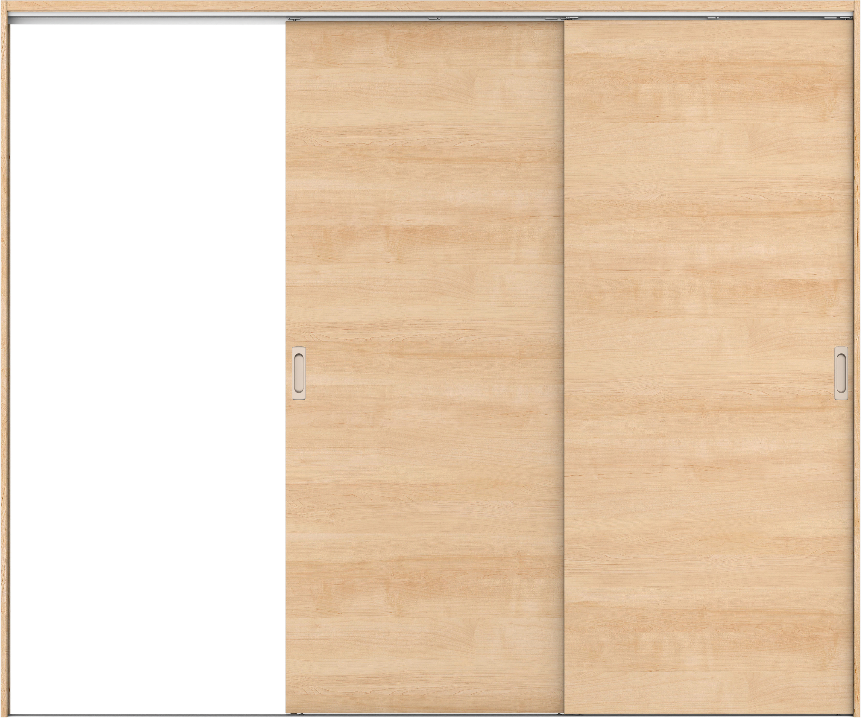 リビングドア　イエリア　吊戸・２枚片引　扉セット　Ｕ０デザイン　２４３７幅用　２０００高　〈ミルベージュ柄〉　左引用　錠なし　ラクラクローズ付用