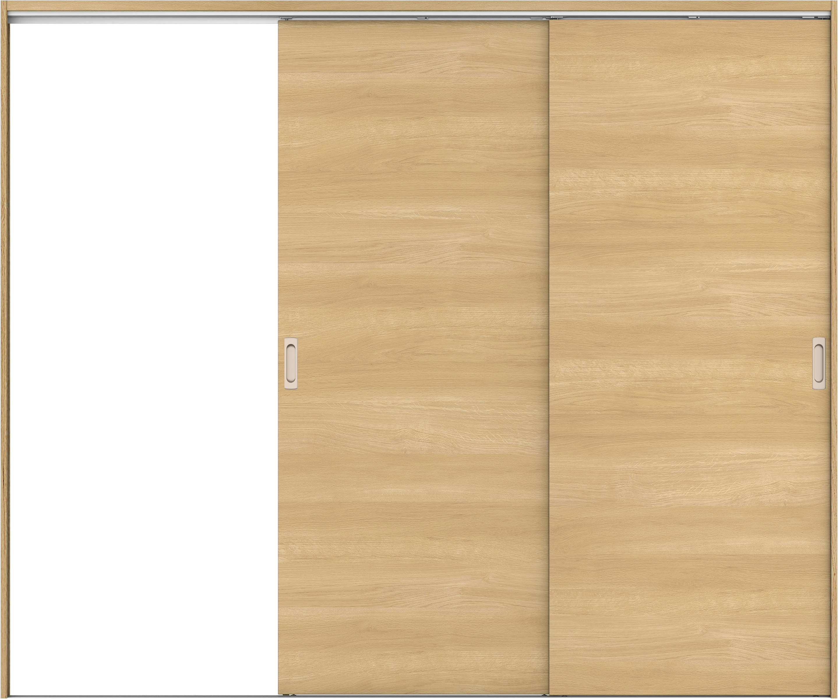 リビングドア　イエリア　吊戸・２枚片引　扉セット　Ｕ０デザイン　２４３７幅用　２０００高　〈ライトオーカー柄〉　左引用　錠なし　ラクラクローズ付用