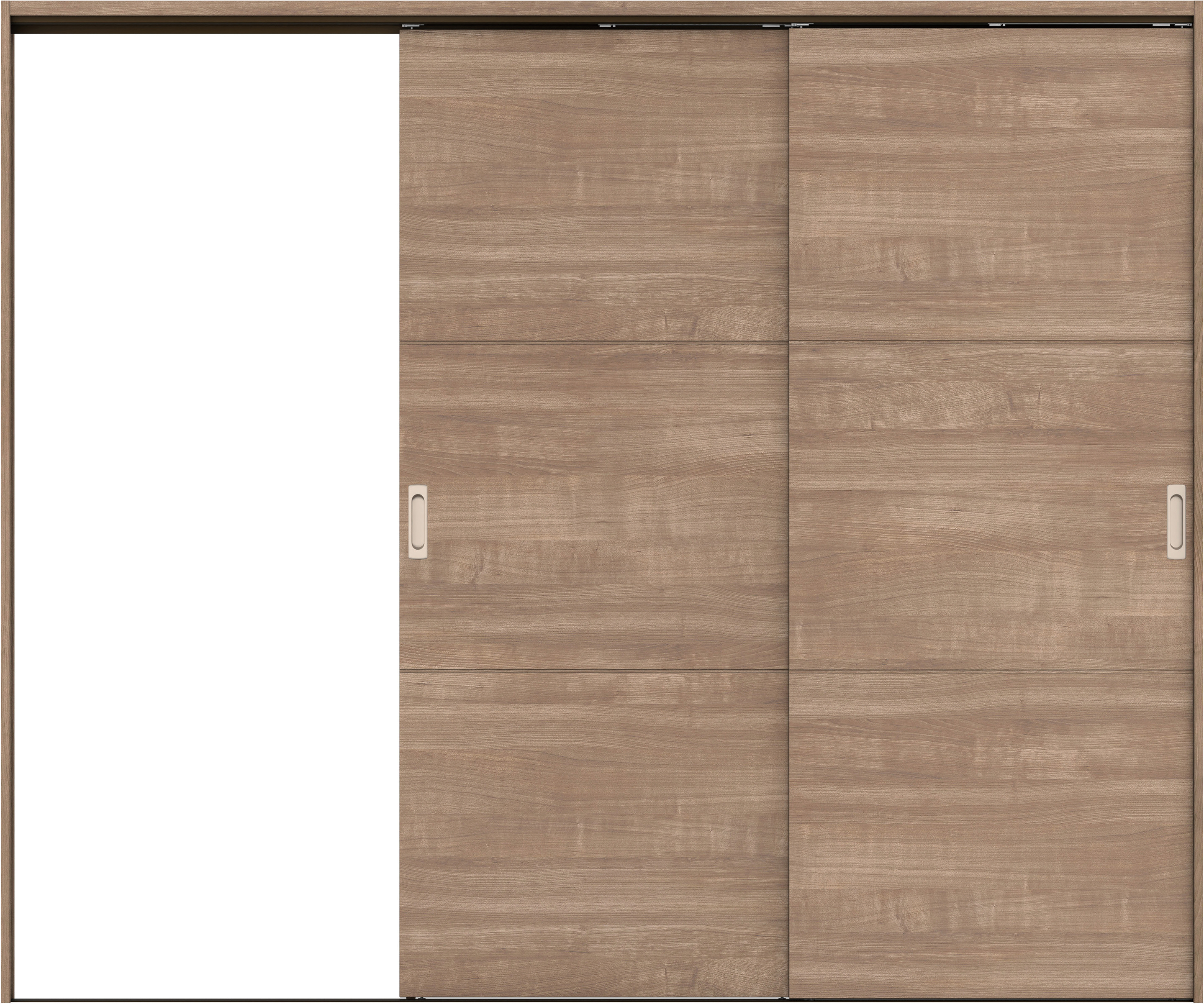 リビングドア　イエリア　吊戸・２枚片引　扉セット　Ｕ４デザイン　２４３７幅用　２０００高　〈トープグレー柄〉　左引用　錠なし　ラクラクローズ付用