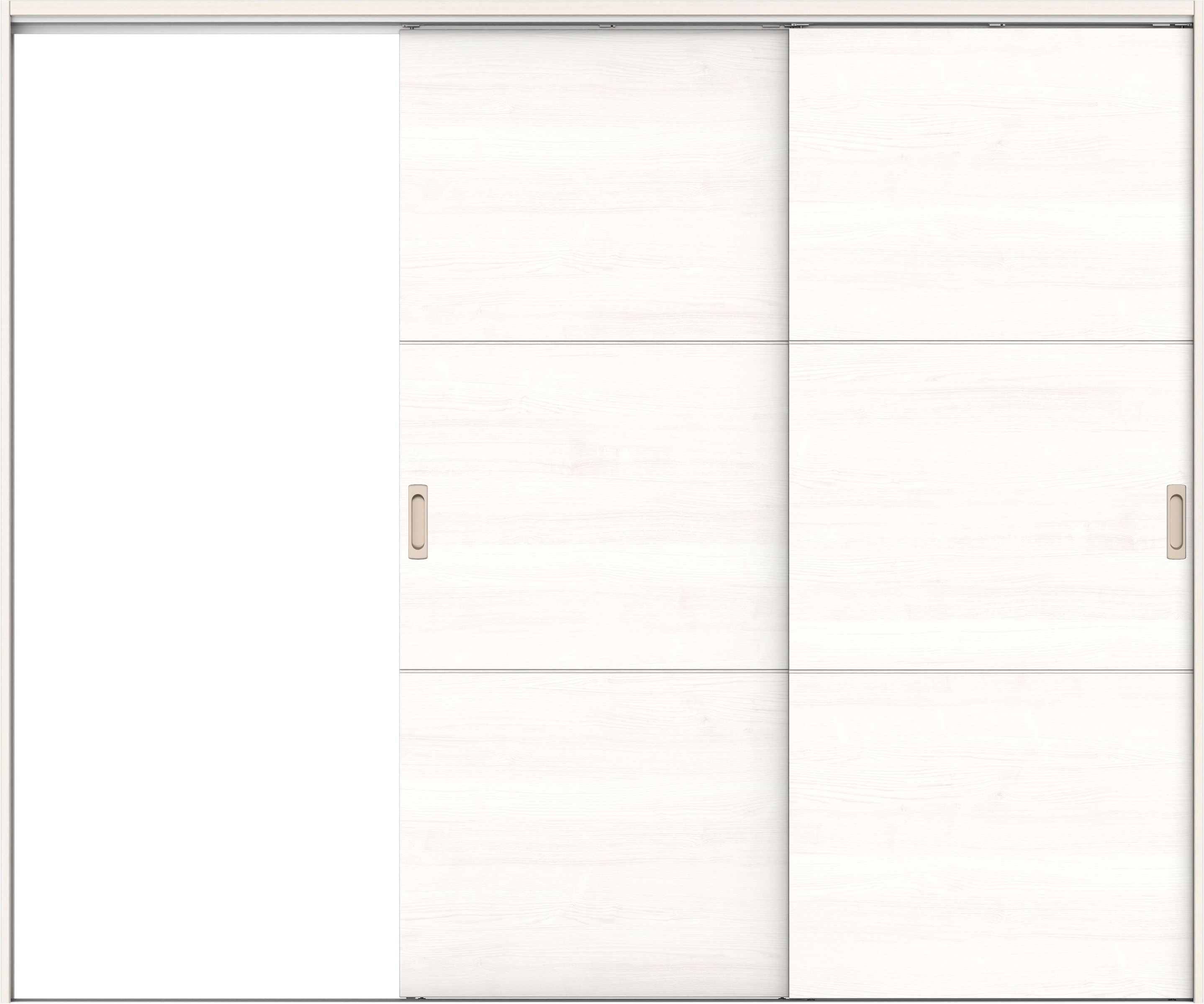 リビングドア　イエリア　吊戸・２枚片引　扉セット　Ｕ４デザイン　２４３７幅用　２０００高　〈ネオホワイト柄〉　左引用　錠なし　ラクラクローズ付用