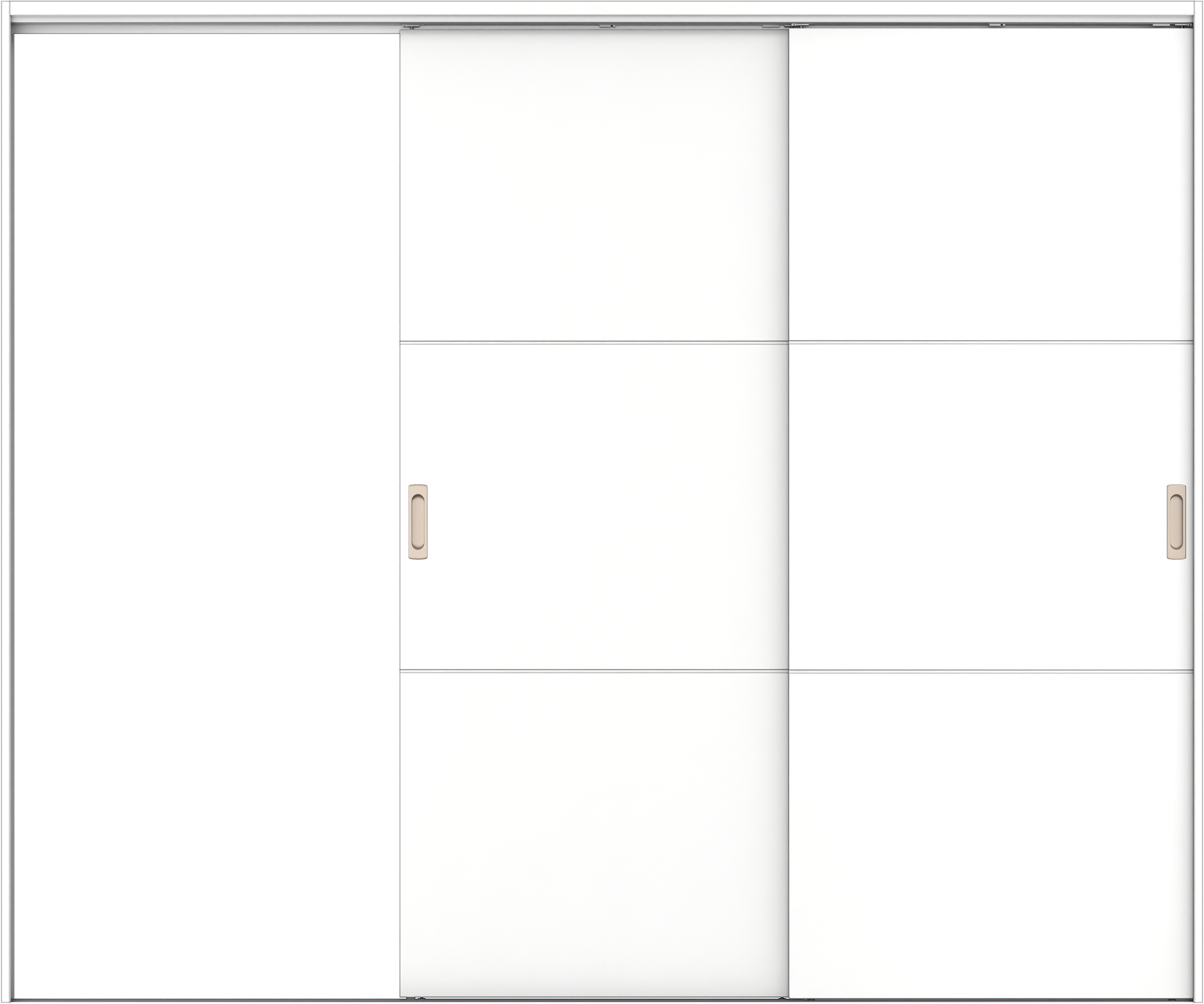リビングドア　イエリア　吊戸・２枚片引　扉セット　Ｕ４デザイン　２４３７幅用　２０００高　〈パウダーホワイト柄〉　左引用　錠なし　ラクラクローズ付用