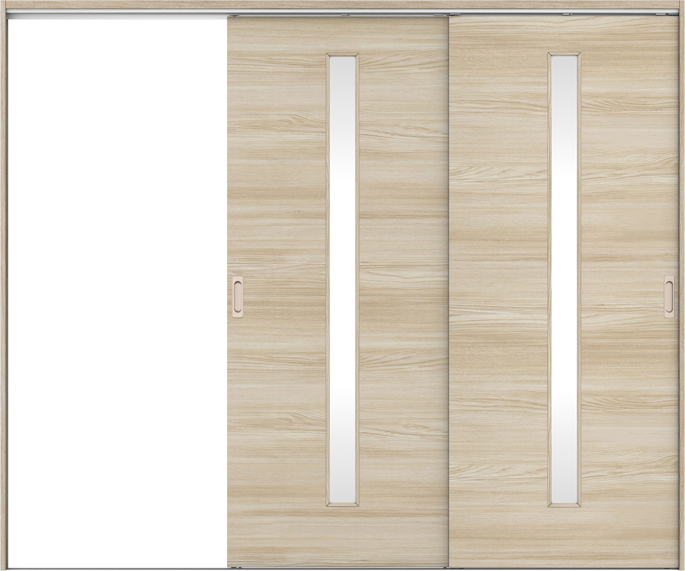 リビングドア　イエリア　吊戸・２枚片引　扉セット　Ｕ８デザイン　２４３７幅用　２０００高　〈ソフトグレージュ柄〉　左引用　錠なし　ラクラクローズ付用