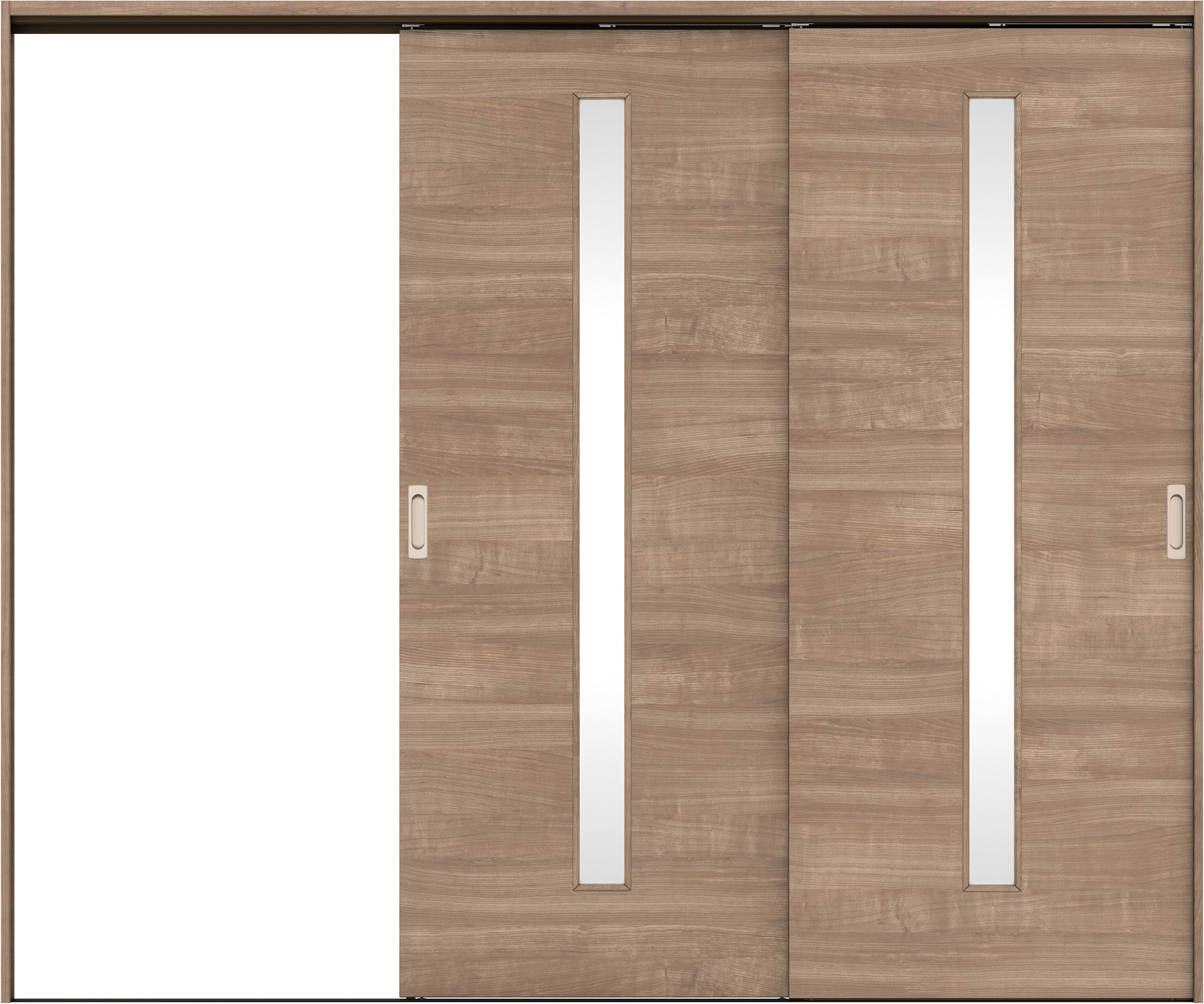 リビングドア　イエリア　吊戸・２枚片引　扉セット　Ｕ８デザイン　２４３７幅用　２０００高　〈トープグレー柄〉　左引用　錠なし　ラクラクローズ付用