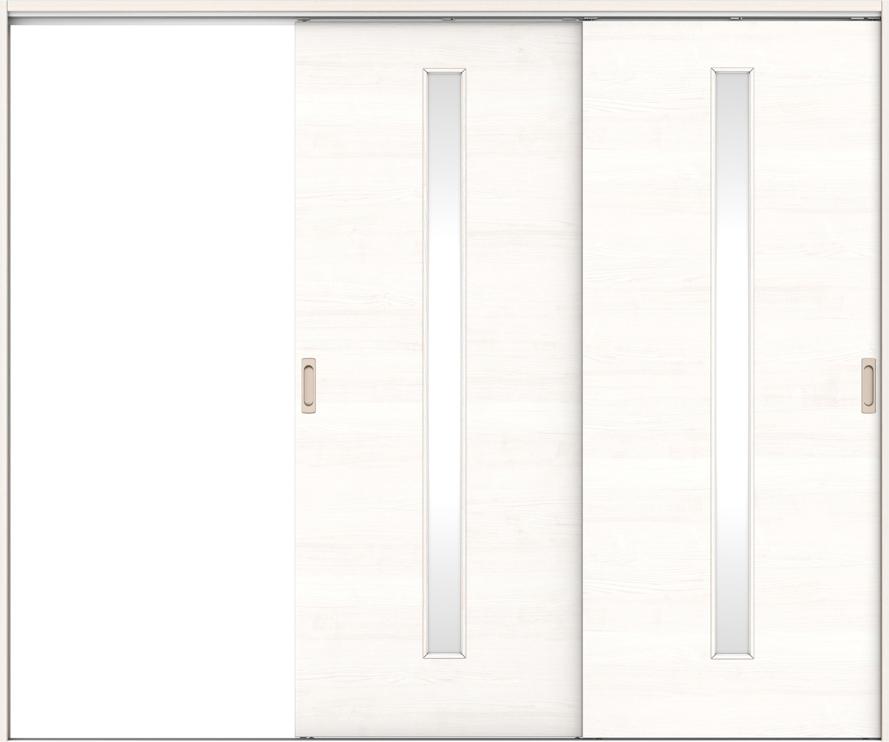 リビングドア　イエリア　吊戸・２枚片引　扉セット　Ｕ８デザイン　２４３７幅用　２０００高　〈ネオホワイト柄〉　左引用　錠なし　ラクラクローズ付用