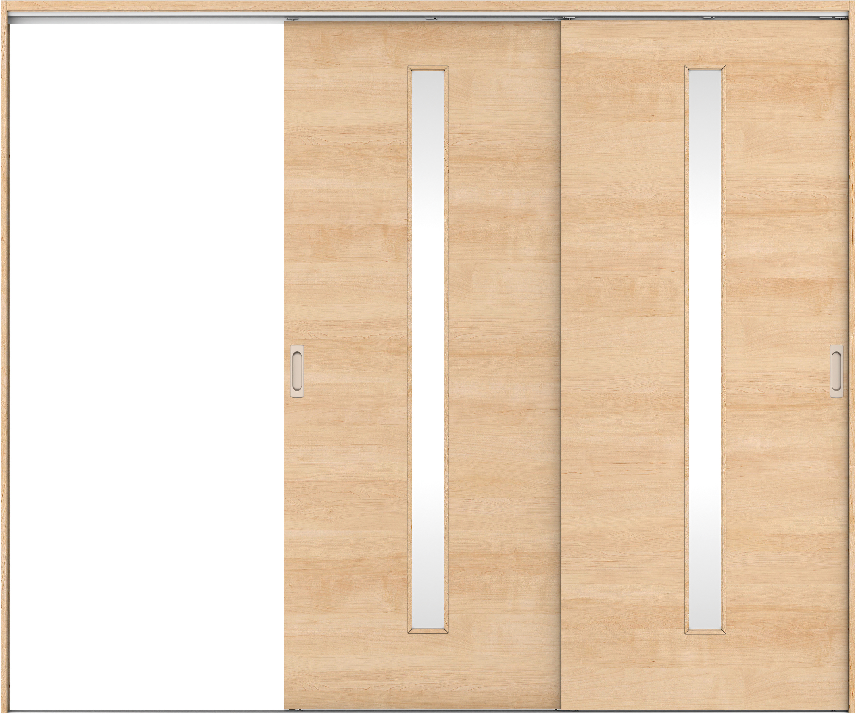リビングドア　イエリア　吊戸・２枚片引　扉セット　Ｕ８デザイン　２４３７幅用　２０００高　〈ミルベージュ柄〉　左引用　錠なし　ラクラクローズ付用