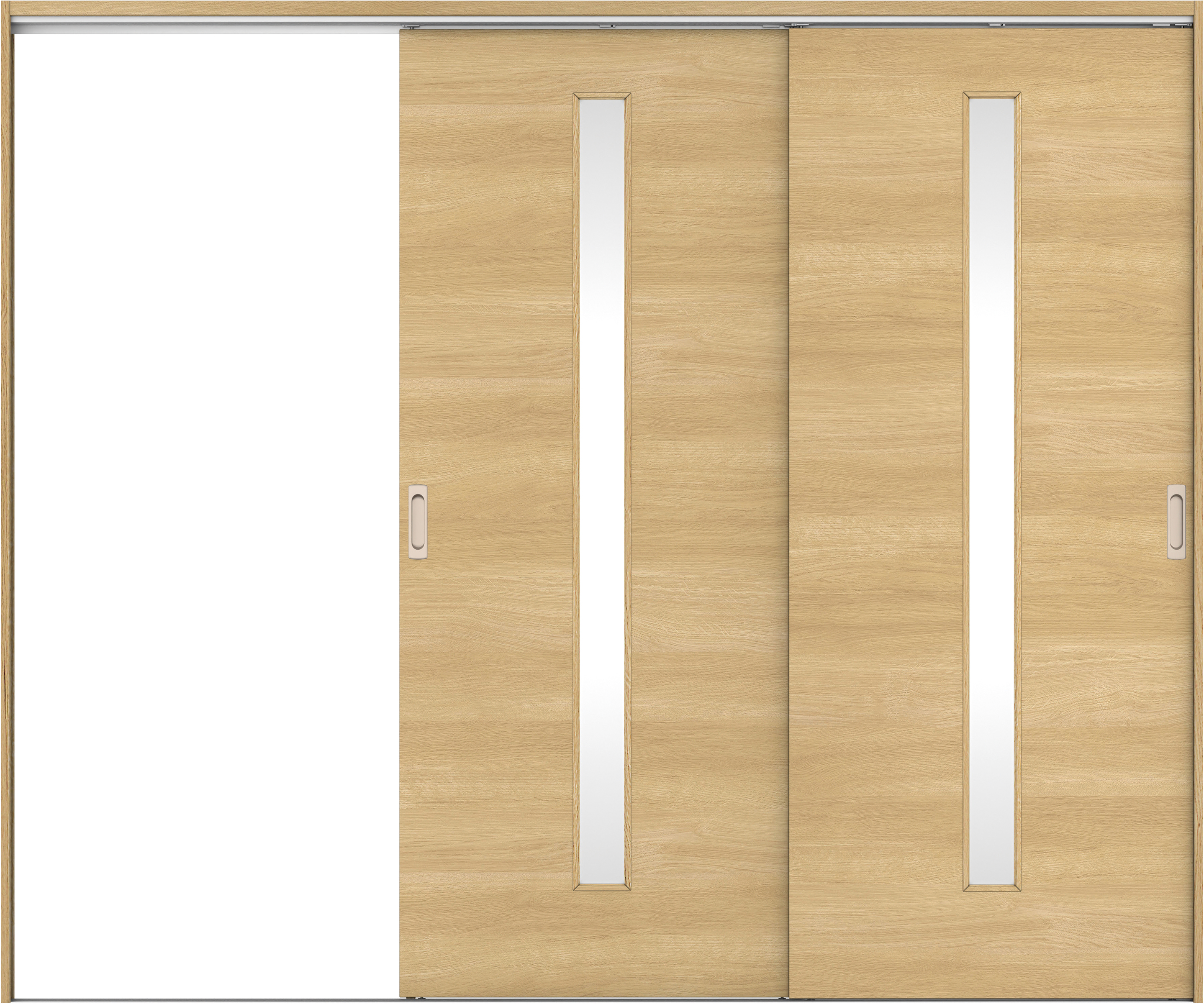 リビングドア　イエリア　吊戸・２枚片引　扉セット　Ｕ８デザイン　２４３７幅用　２０００高　〈ライトオーカー柄〉　左引用　錠なし　ラクラクローズ付用