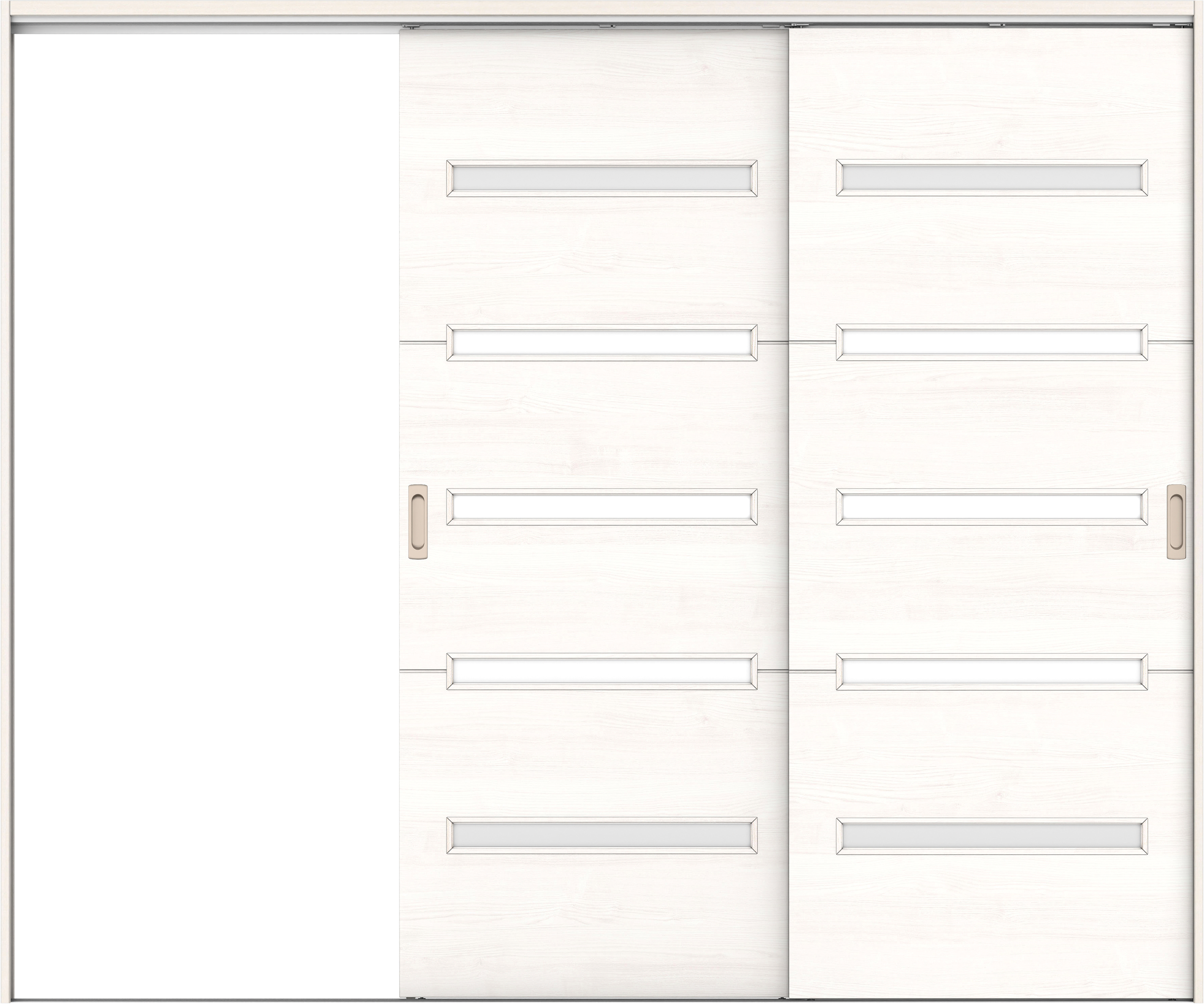 リビングドア　イエリア　吊戸・２枚片引　扉セット　Ｙ４デザイン　２４３７幅用　２０００高　〈ネオホワイト柄〉　左引用　錠なし　ラクラクローズ付用