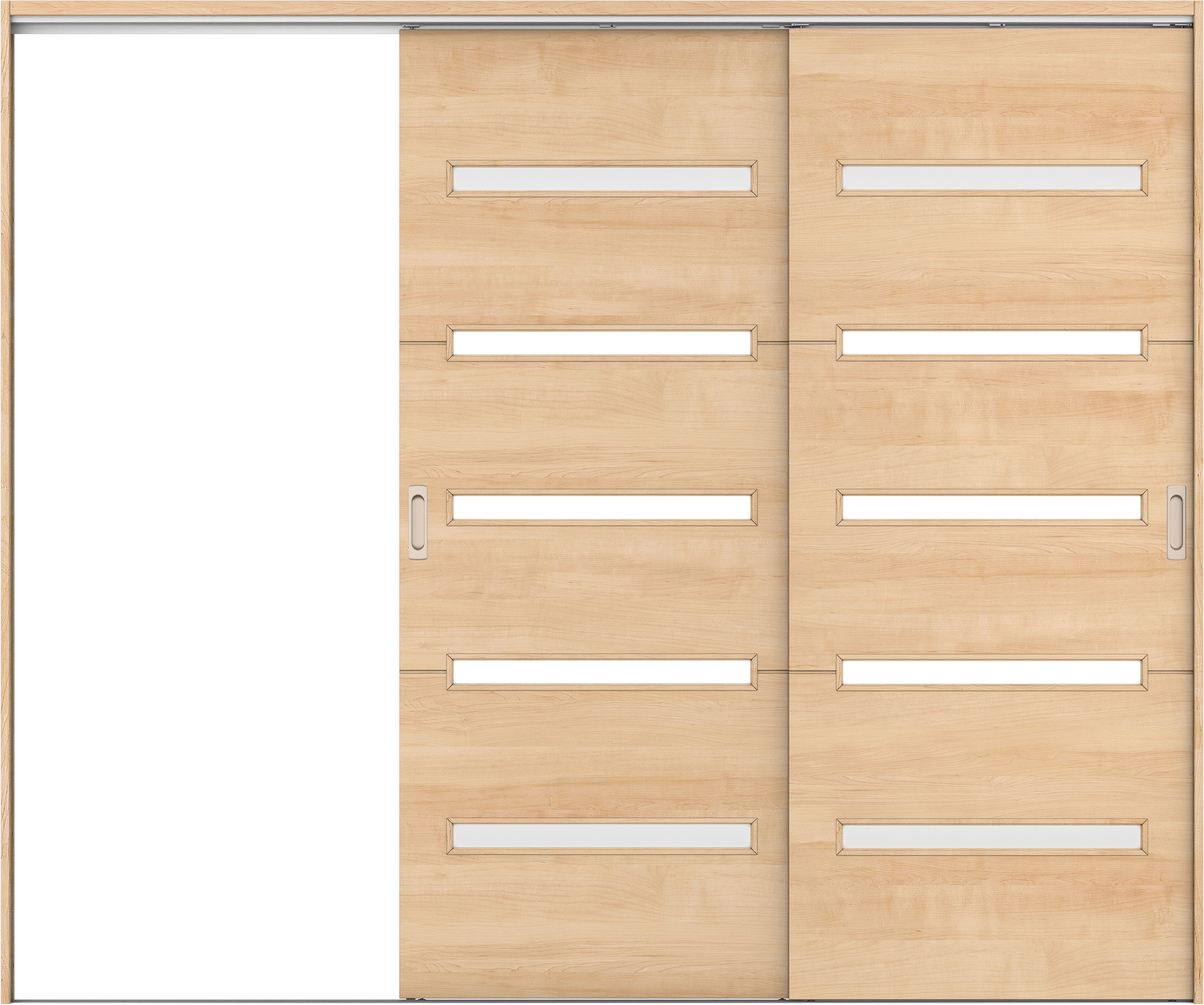 リビングドア　イエリア　吊戸・２枚片引　扉セット　Ｙ４デザイン　２４３７幅用　２０００高　〈ミルベージュ柄〉　左引用　錠なし　ラクラクローズ付用