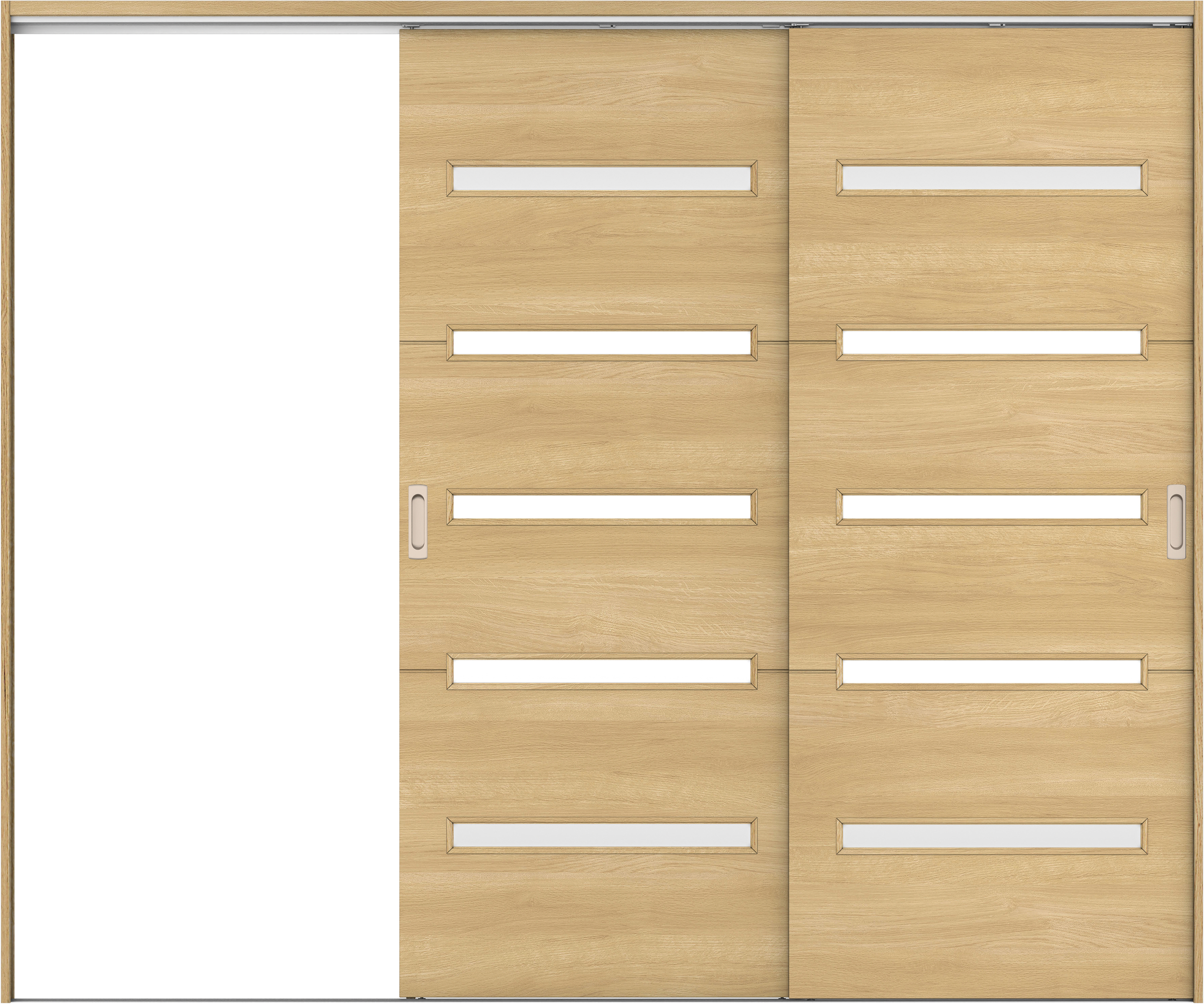 リビングドア　イエリア　吊戸・２枚片引　扉セット　Ｙ４デザイン　２４３７幅用　２０００高　〈ライトオーカー柄〉　左引用　錠なし　ラクラクローズ付用