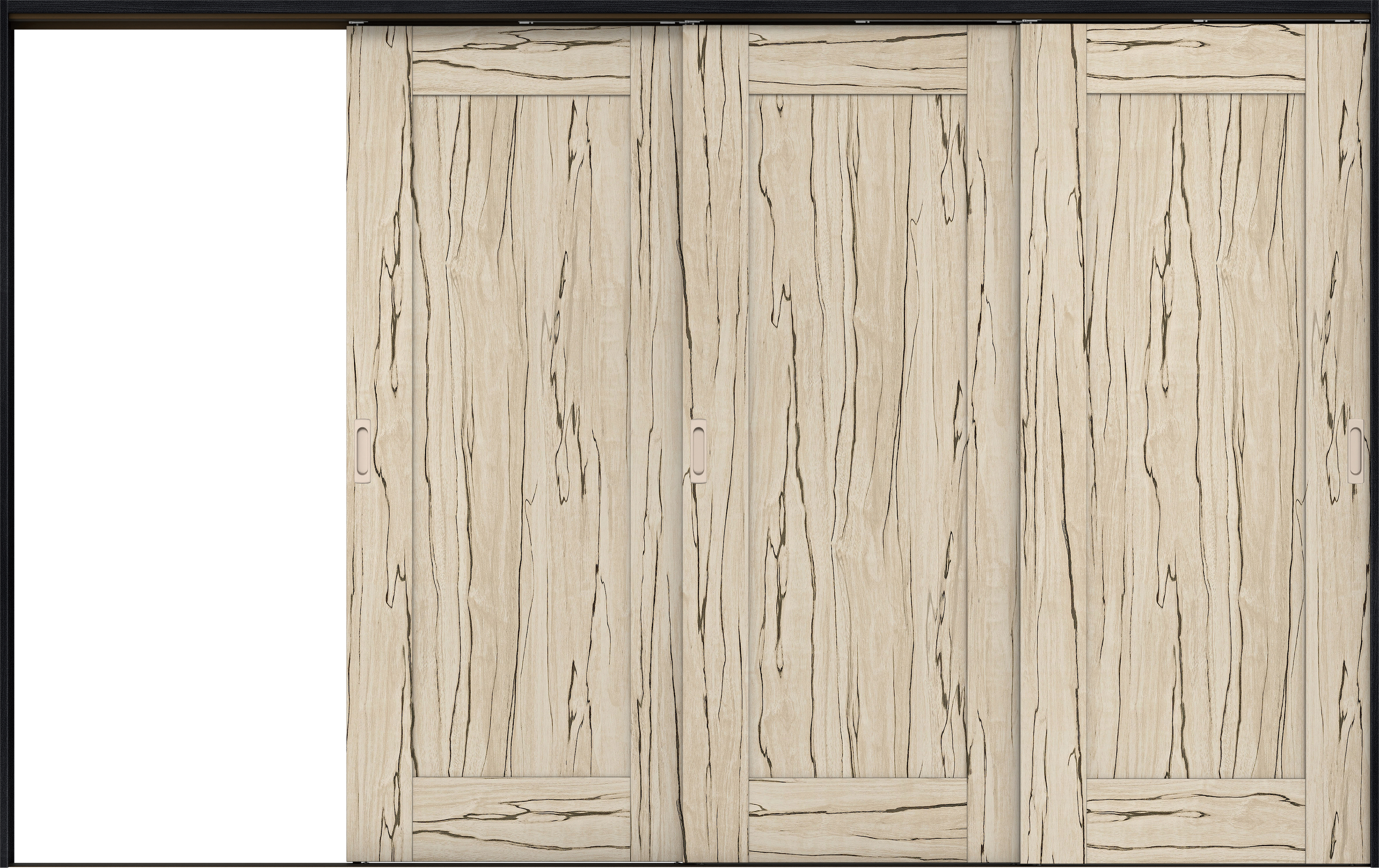 リビングドア　イエリア　吊戸・３枚片引　扉セット　３８デザイン　３２２９幅用　２０００高　〈スロウベージュ柄〉　左引用　錠なし　ラクラクローズ付用
