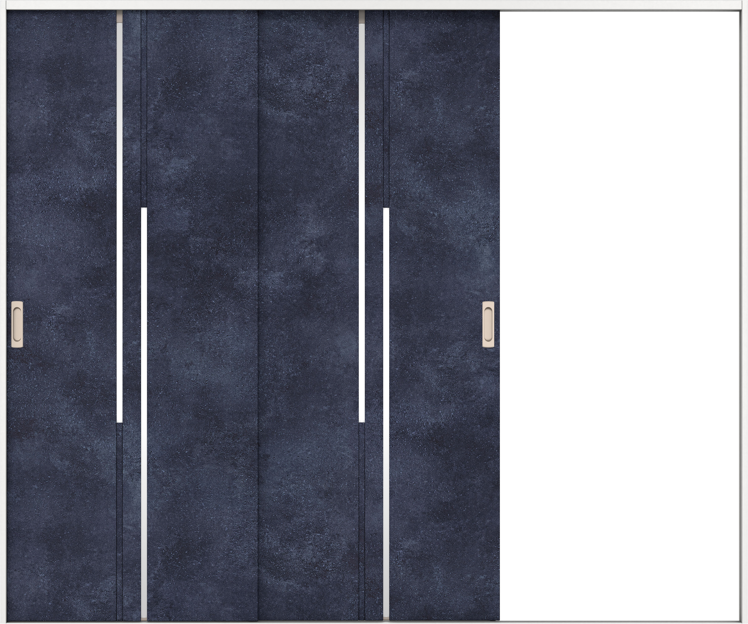 リビングドア　イエリア　引戸・２枚片引　扉セット　７Ｐデザイン　２４３７幅用　２０００高　〈コバルトブルー柄〉　右引用　錠なし　ラクラクローズ付