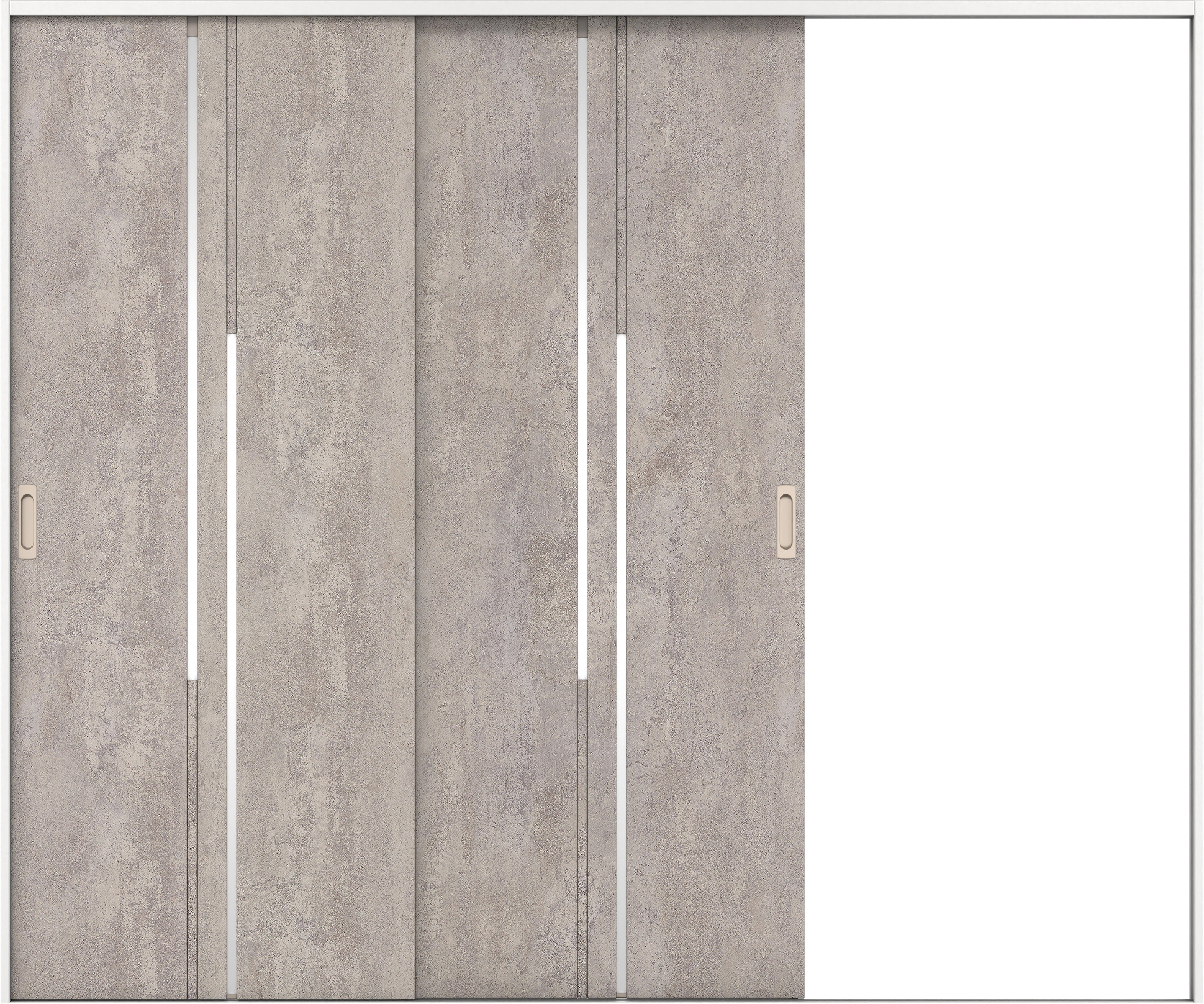 リビングドア　イエリア　引戸・２枚片引　扉セット　７Ｐデザイン　２４３７幅用　２０００高　〈コンクリートグレー柄〉　右引用　錠なし　ラクラクローズ付