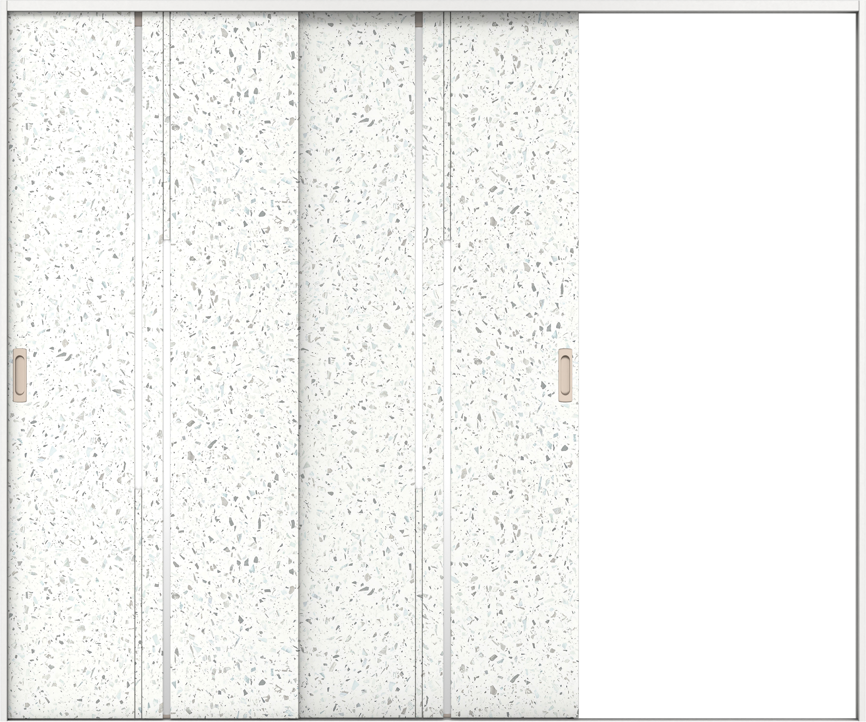 リビングドア　イエリア　引戸・２枚片引　扉セット　７Ｐデザイン　２４３７幅用　２０００高　〈テラゾホワイト柄〉　右引用　錠なし　ラクラクローズ付