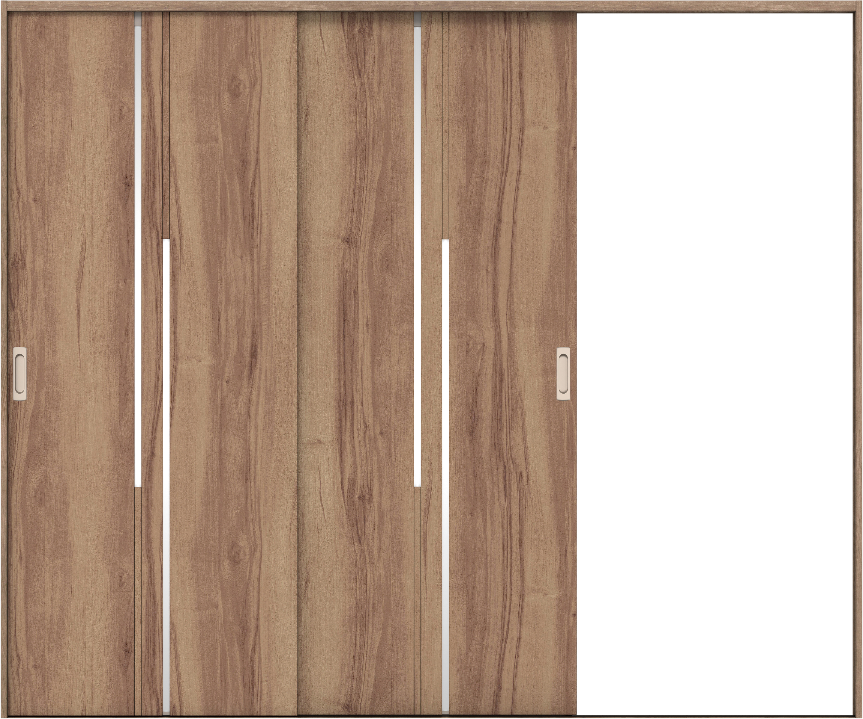 リビングドア　イエリア　引戸・２枚片引　扉セット　７Ｐデザイン　２４３７幅用　２０００高　〈バームブラウン柄〉　右引用　錠なし　ラクラクローズ付