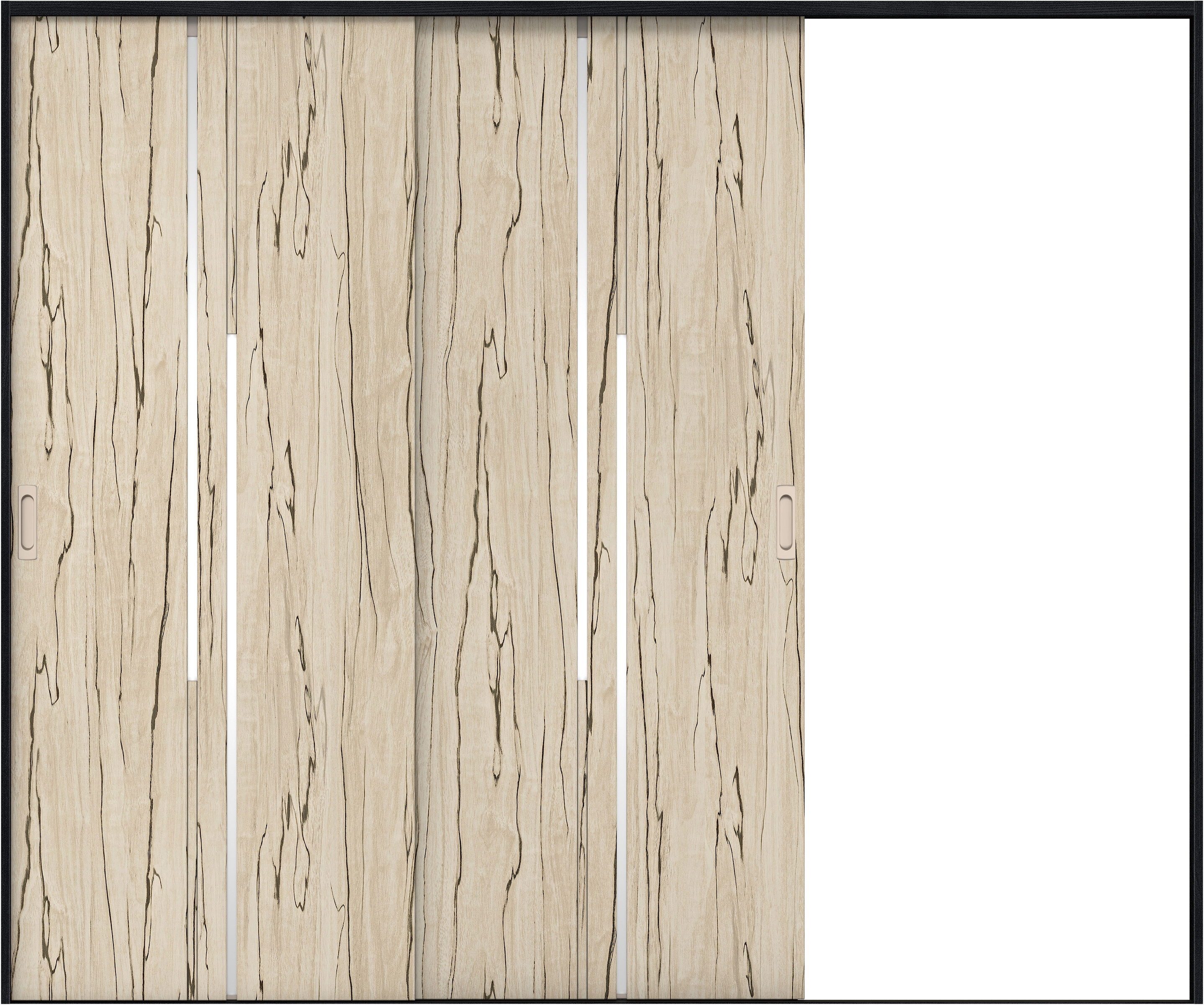 リビングドア　イエリア　引戸・２枚片引　扉セット　７Ｐデザイン　２４３７幅用　２０００高　〈スロウベージュ柄〉　右引用　錠なし　ラクラクローズ付