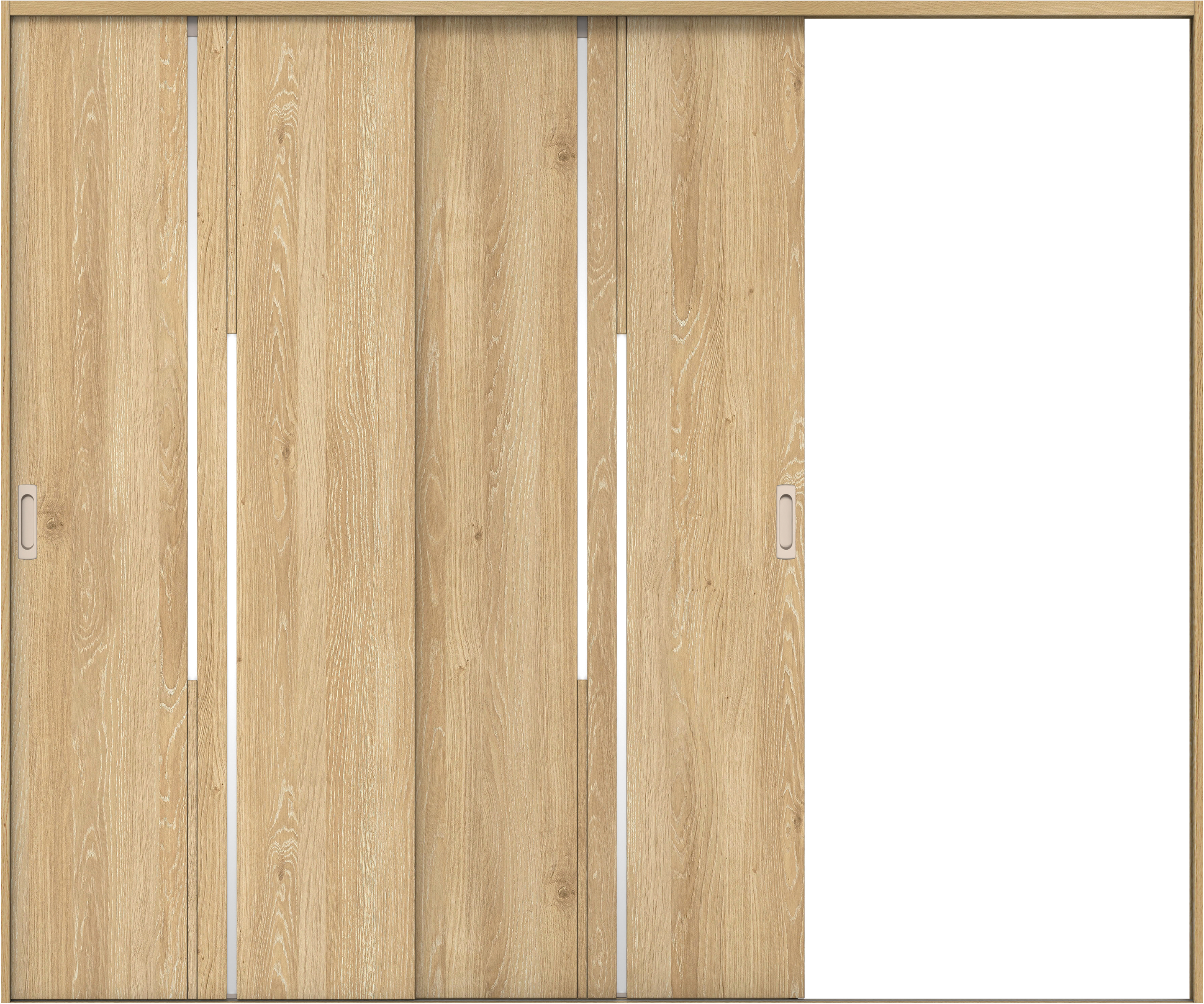 リビングドア　イエリア　引戸・２枚片引　扉セット　７Ｐデザイン　２４３７幅用　２０００高　〈ミルキーオーカー柄〉　右引用　錠なし　ラクラクローズ付