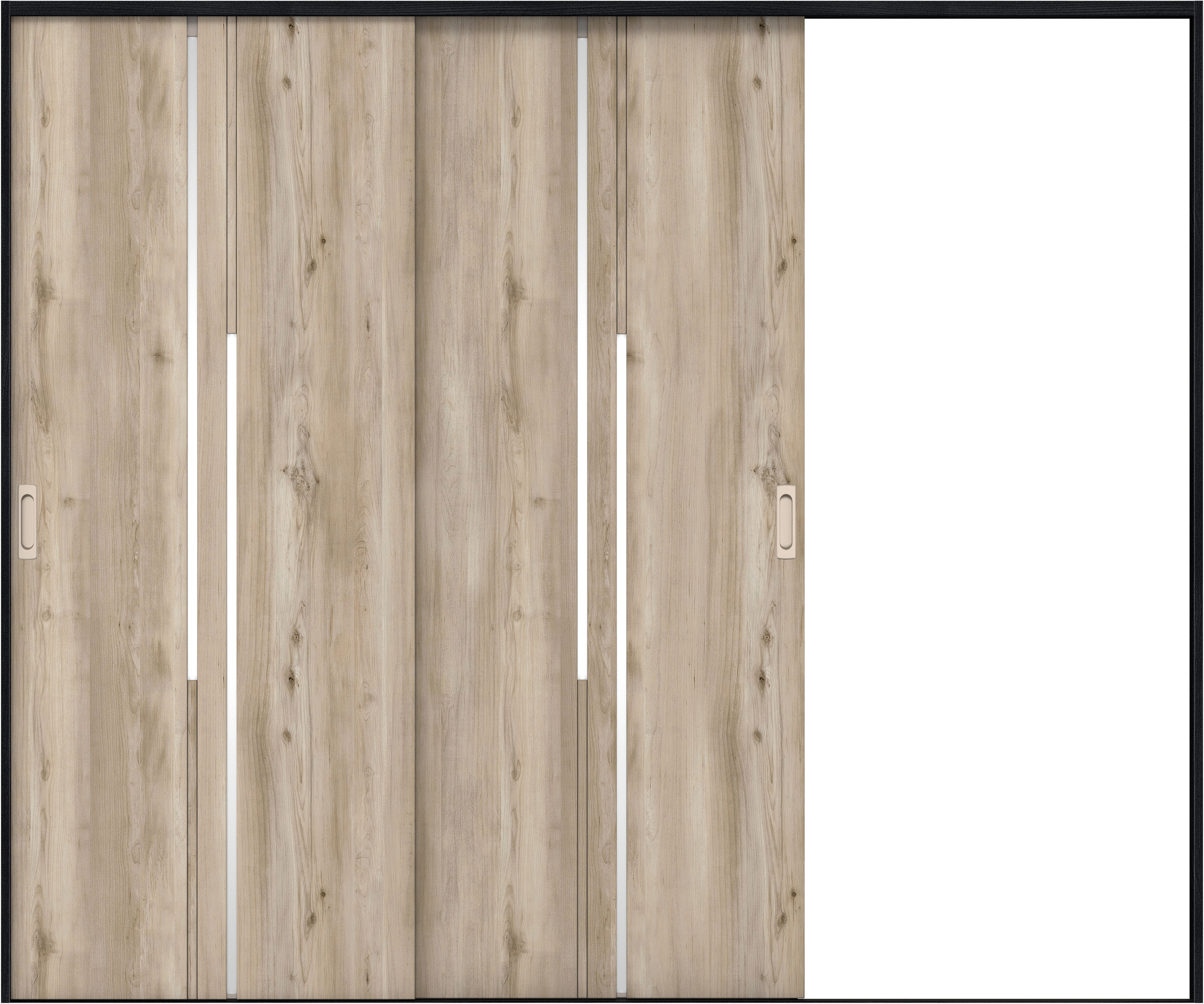 リビングドア　イエリア　引戸・２枚片引　扉セット　７Ｐデザイン　２４３７幅用　２０００高　〈スモークグレー柄〉　右引用　錠なし　ラクラクローズ付