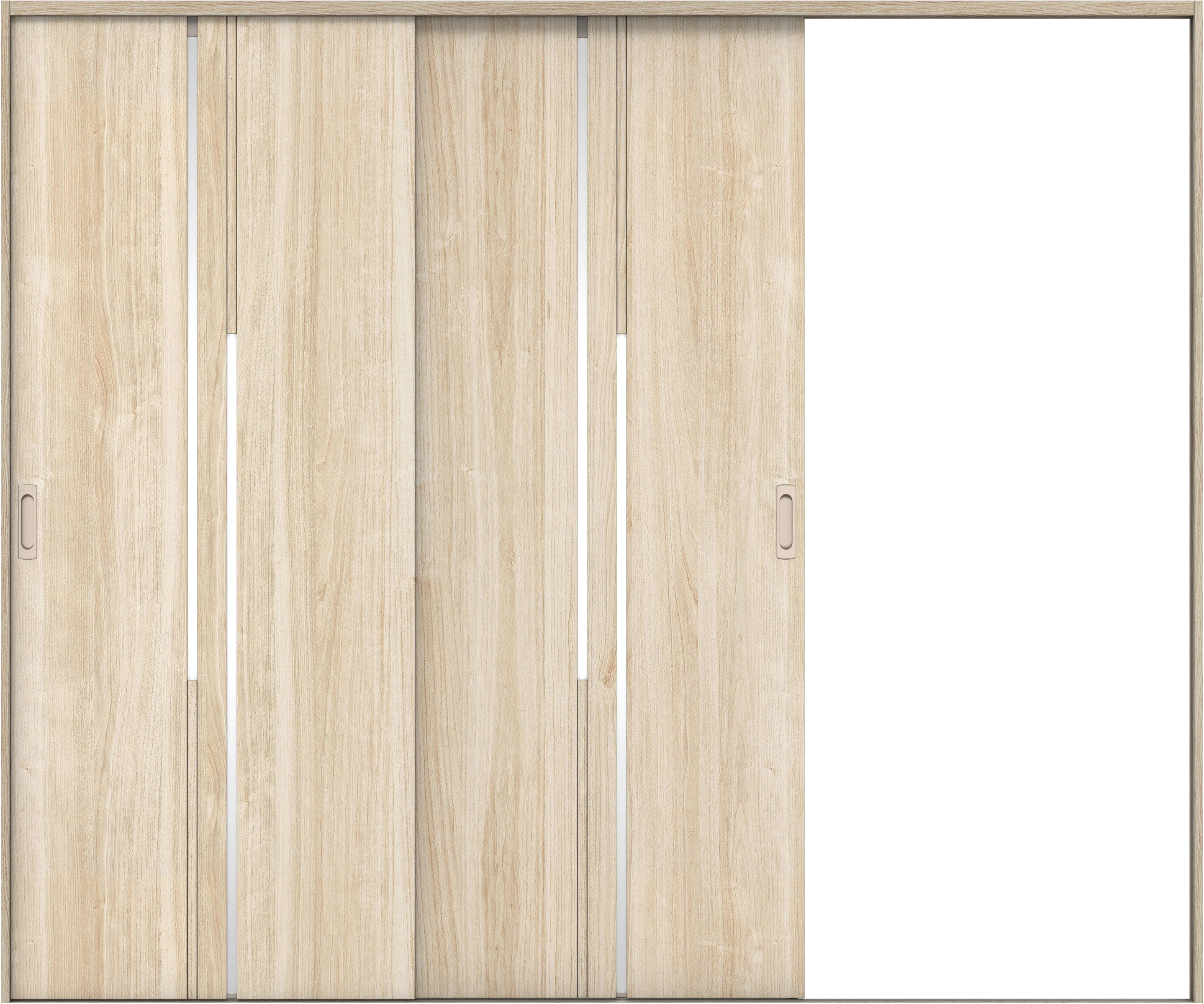 リビングドア　イエリア　引戸・２枚片引　扉セット　７Ｐデザイン　２４３７幅用　２０００高　〈コットンベージュ柄〉　右引用　錠なし　ラクラクローズ付