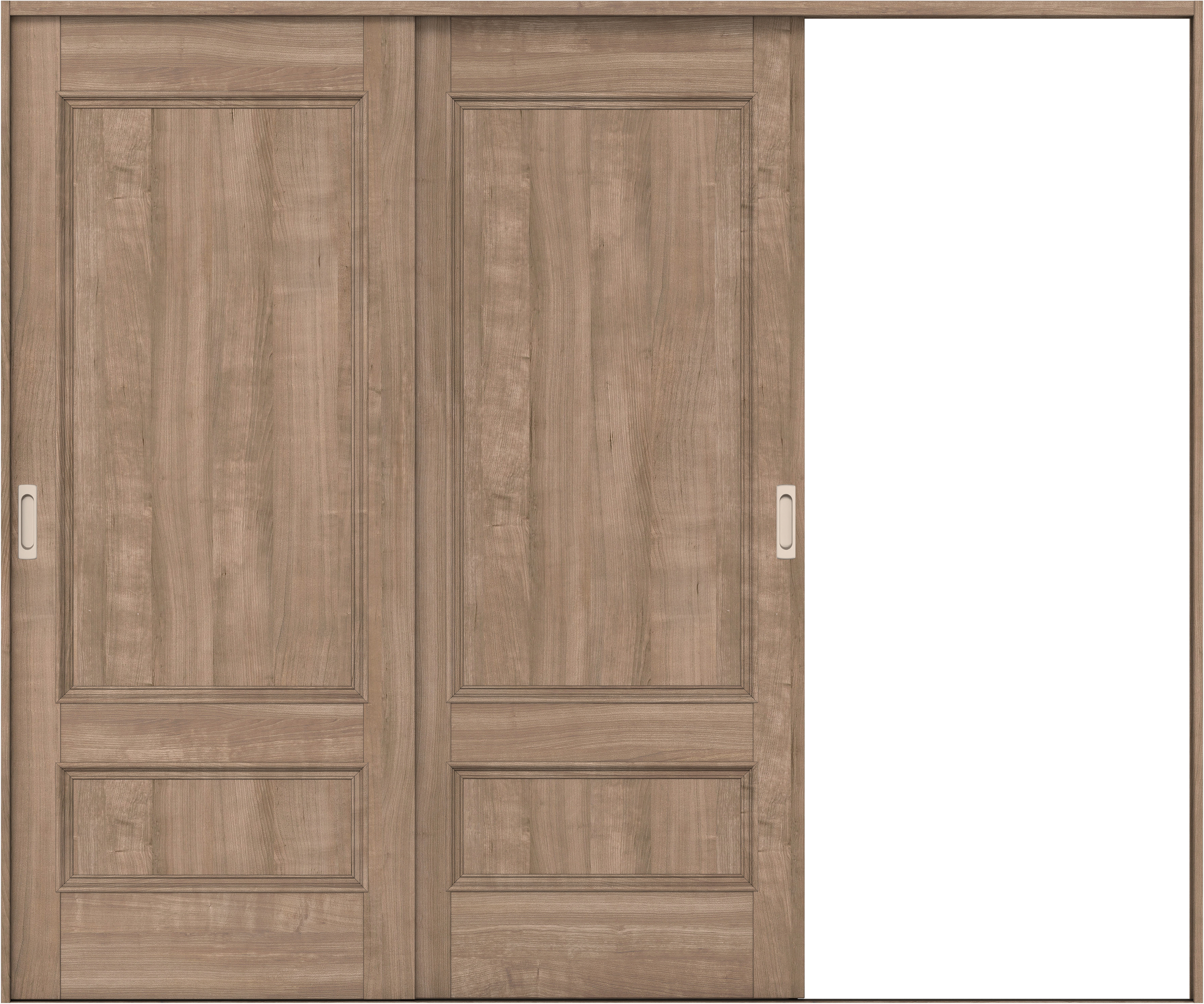 リビングドア　イエリア　引戸・２枚片引　扉セット　Ｍ１デザイン　２４３７幅用　２０００高　〈トープグレー柄〉　右引用　錠なし　ラクラクローズ付