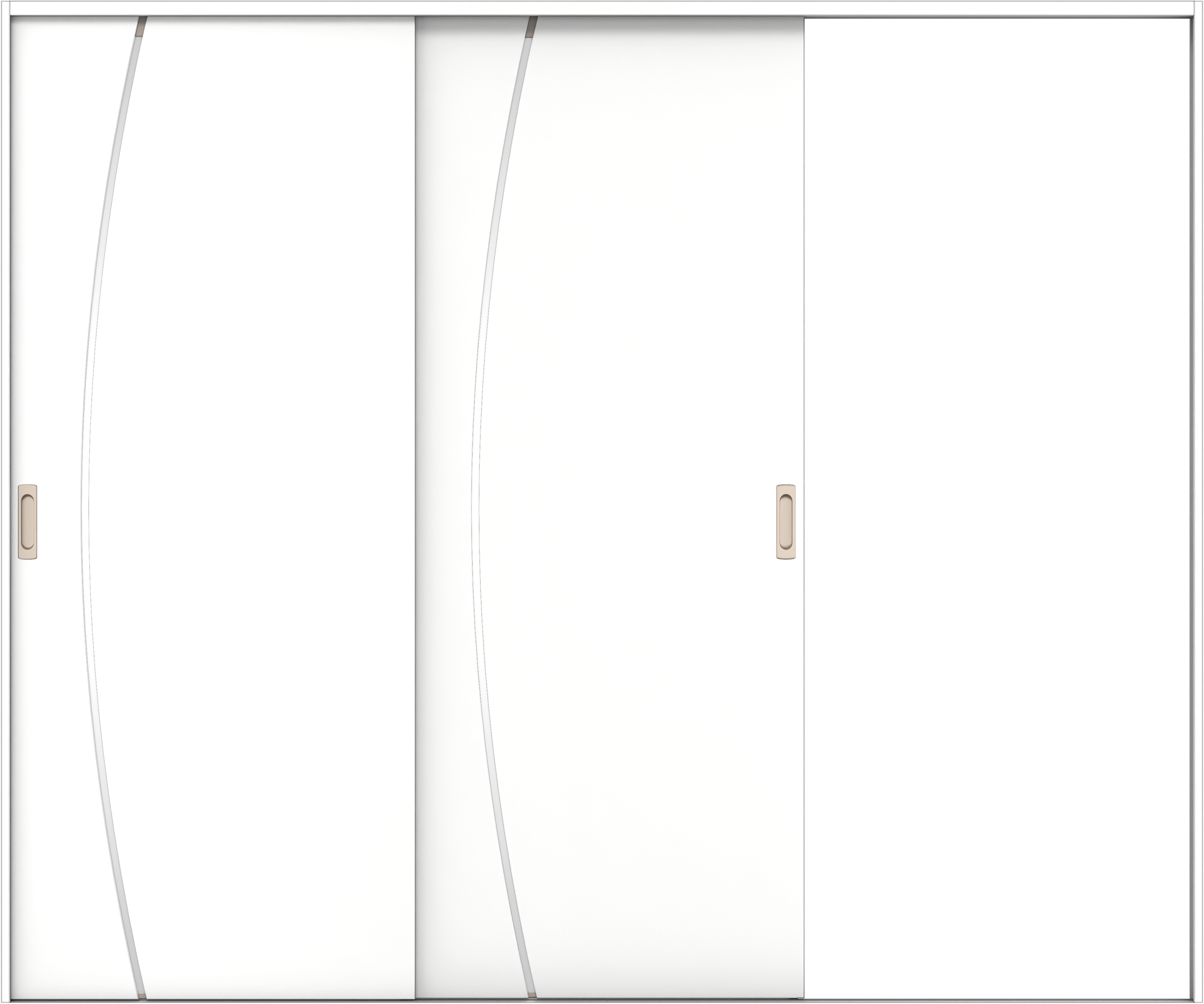 リビングドア　イエリア　引戸・２枚片引　扉セット　Ｋ４デザイン　２４３７幅用　２０００高　〈パウダーホワイト柄〉　右引用　錠なし　ラクラクローズ付