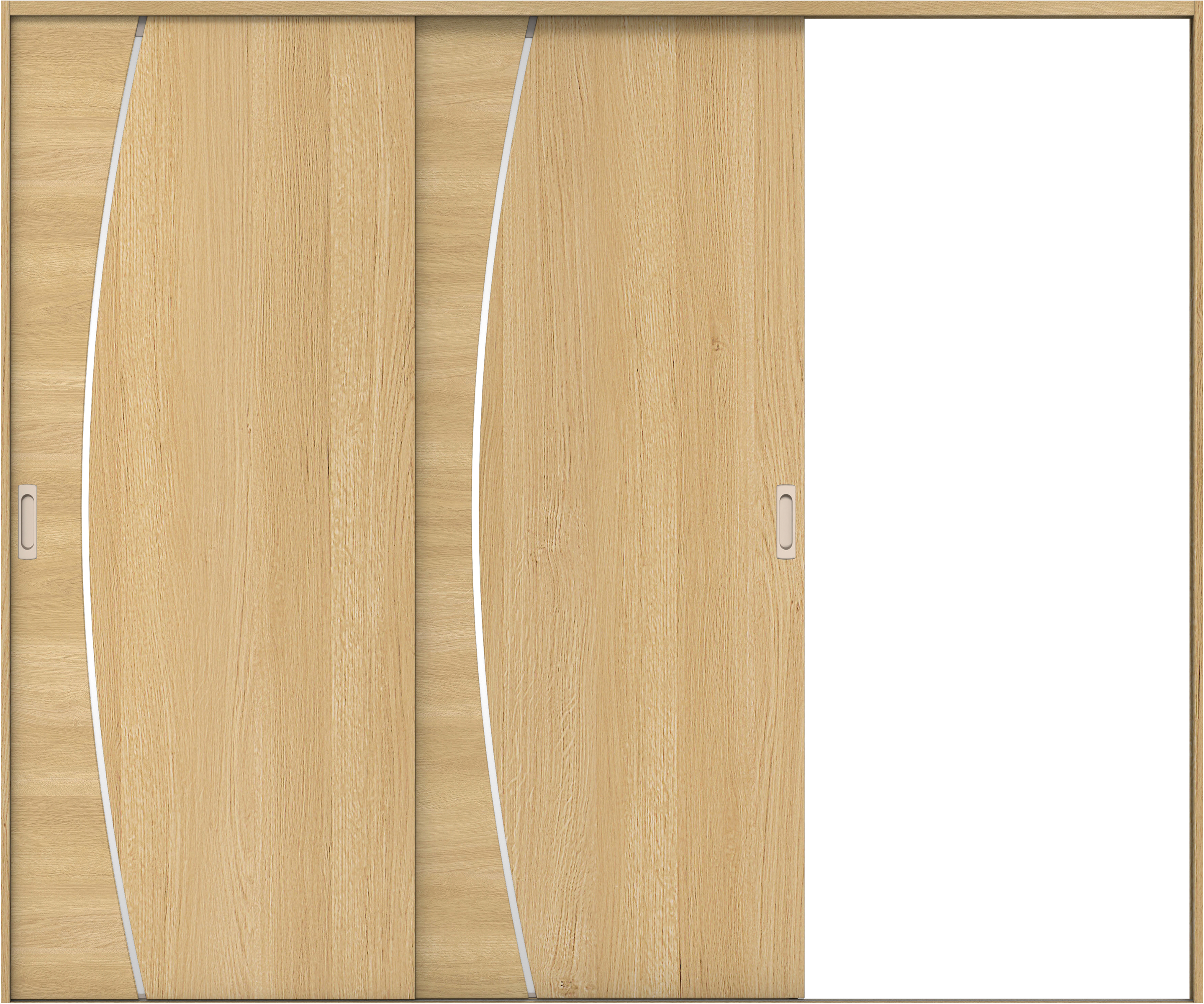 リビングドア　イエリア　引戸・２枚片引　扉セット　Ｋ４デザイン　２４３７幅用　２０００高　〈ライトオーカー柄〉　右引用　錠なし　ラクラクローズ付