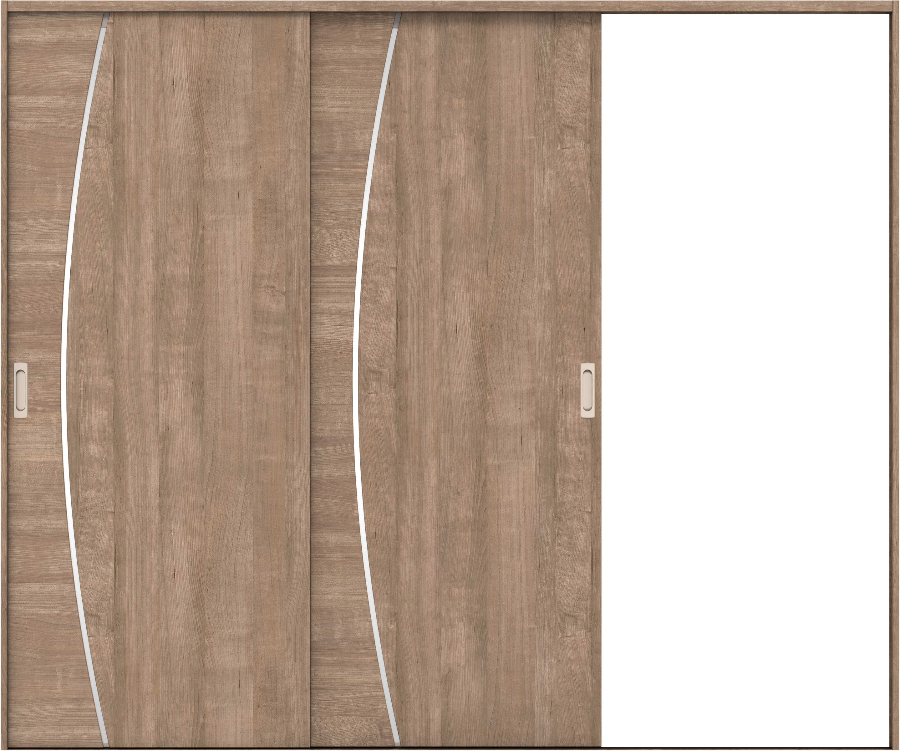 リビングドア　イエリア　引戸・２枚片引　扉セット　Ｋ４デザイン　２４３７幅用　２０００高　〈トープグレー柄〉　右引用　錠なし　ラクラクローズ付