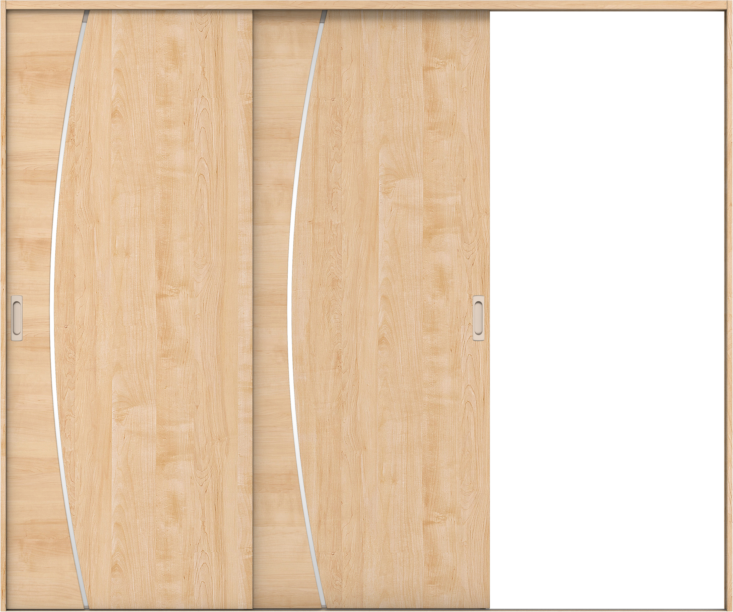 リビングドア　イエリア　引戸・２枚片引　扉セット　Ｋ４デザイン　２４３７幅用　２０００高　〈ミルベージュ柄〉　右引用　錠なし　ラクラクローズ付