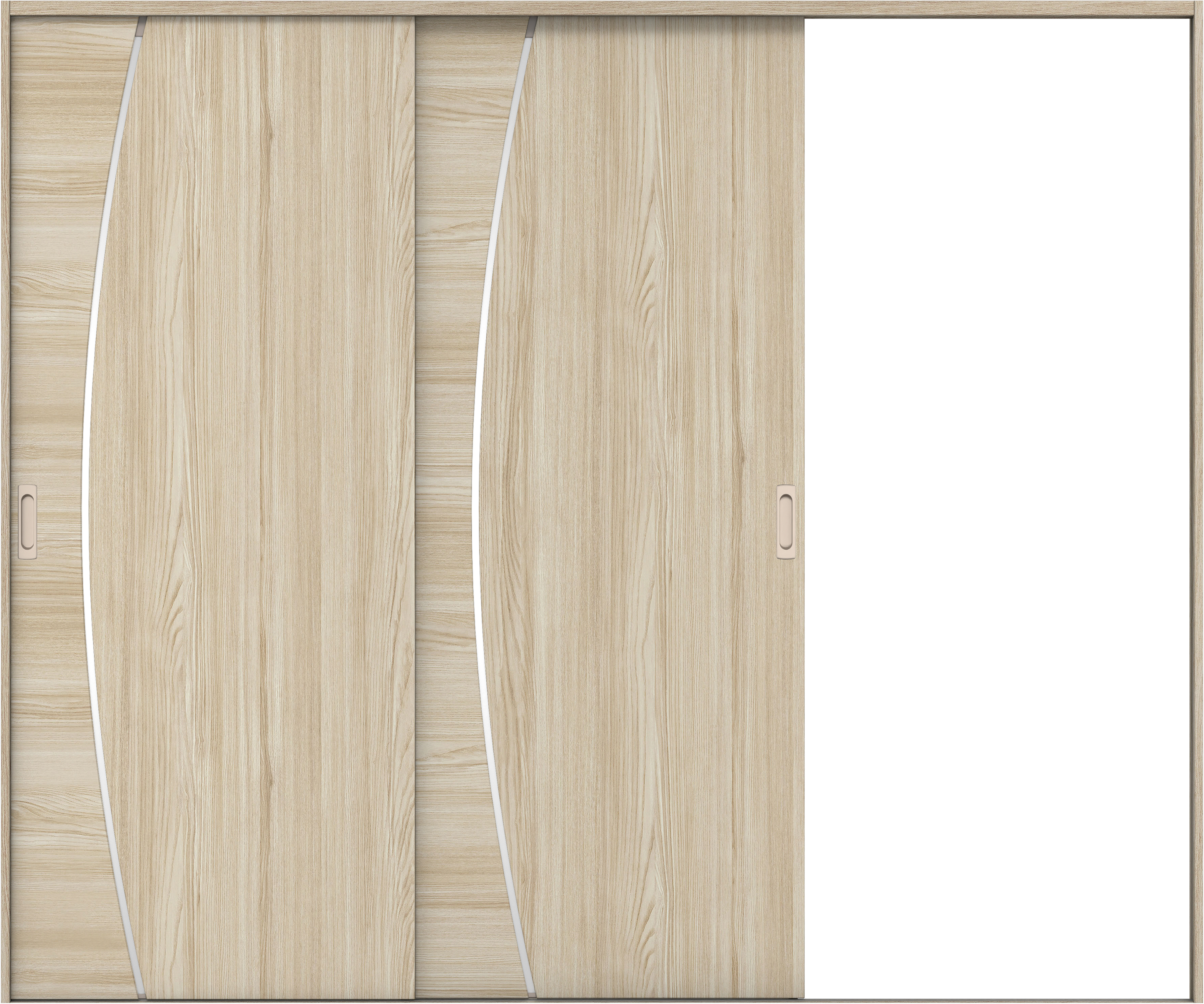 リビングドア　イエリア　引戸・２枚片引　扉セット　Ｋ４デザイン　２４３７幅用　２０００高　〈ソフトグレージュ柄〉　右引用　錠なし　ラクラクローズ付