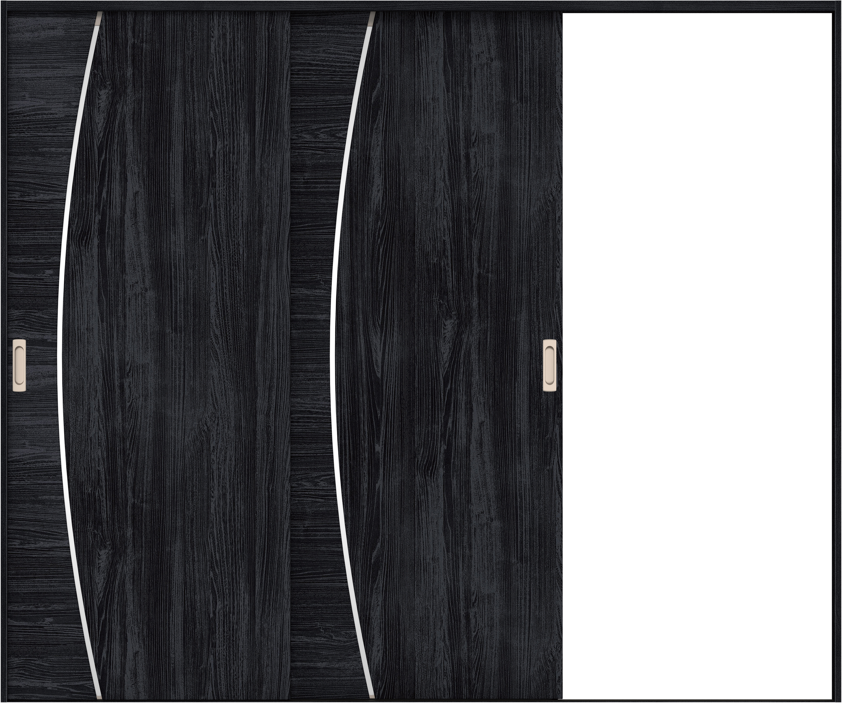 リビングドア　イエリア　引戸・２枚片引　扉セット　Ｋ４デザイン　２４３７幅用　２０００高　〈モスブラック柄〉　右引用　錠なし　ラクラクローズ付