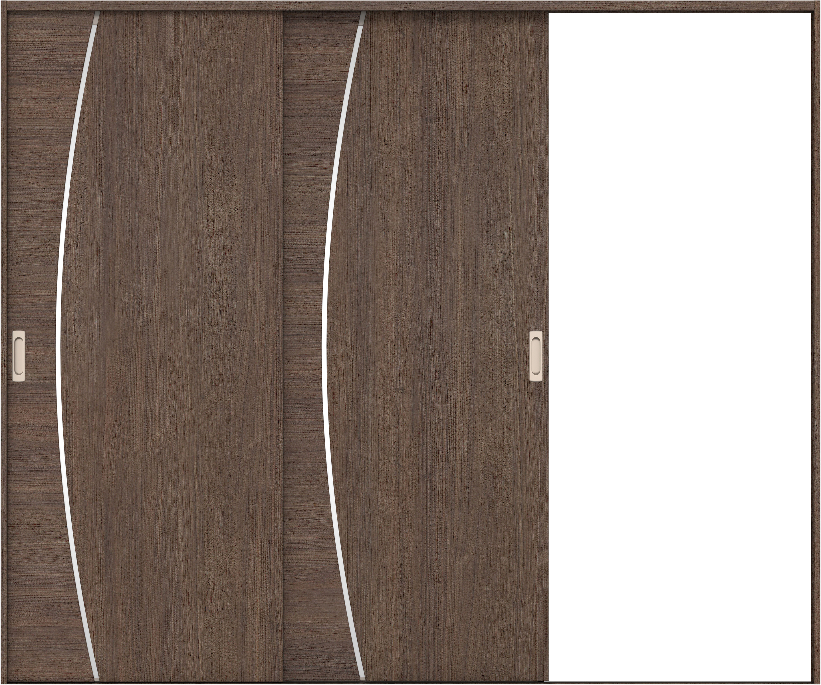 リビングドア　イエリア　引戸・２枚片引　扉セット　Ｋ４デザイン　２４３７幅用　２０００高　〈ダルブラウン柄〉　右引用　錠なし　ラクラクローズ付