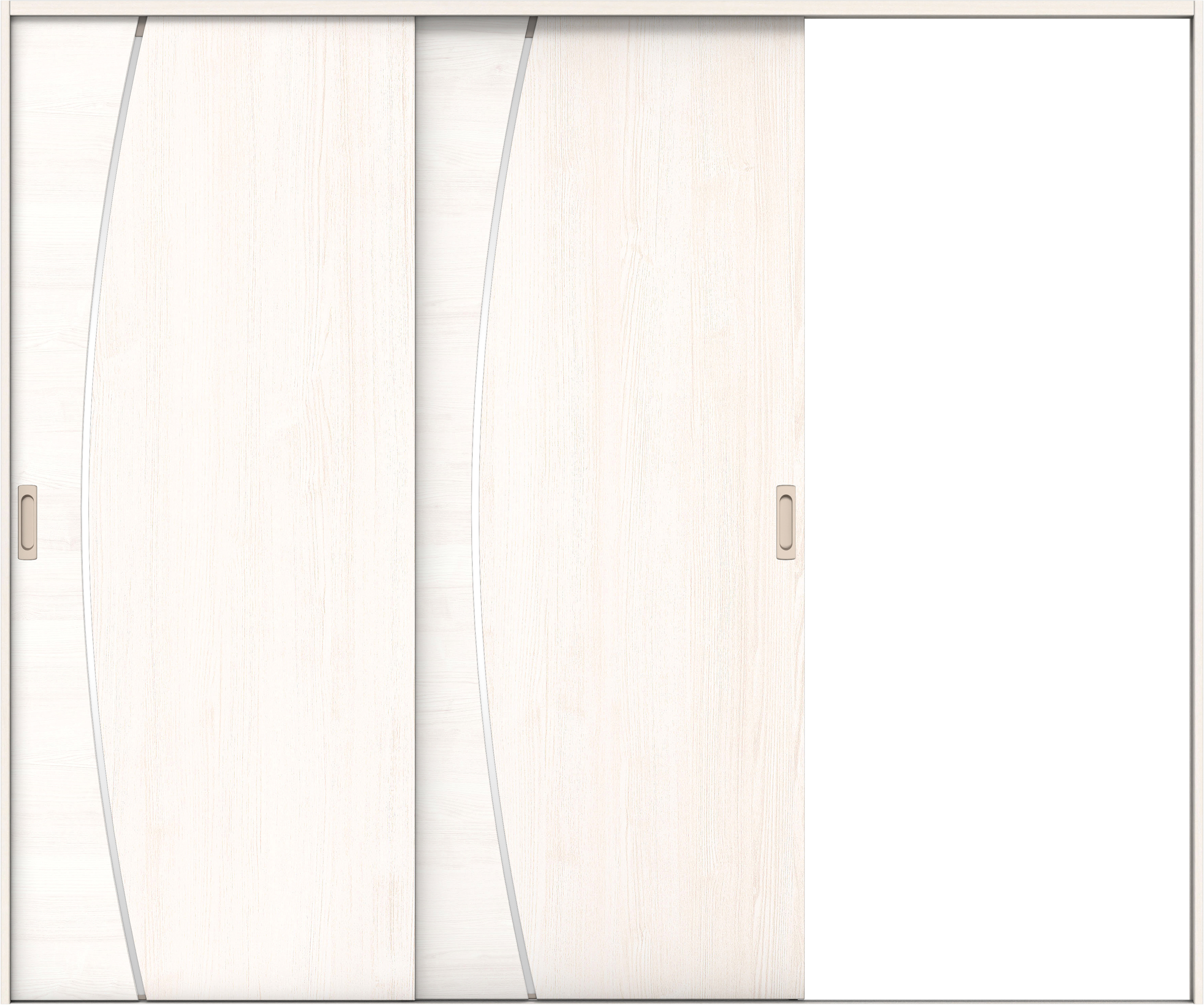 リビングドア　イエリア　引戸・２枚片引　扉セット　Ｋ４デザイン　２４３７幅用　２０００高　〈ネオホワイト柄〉　右引用　錠なし　ラクラクローズ付