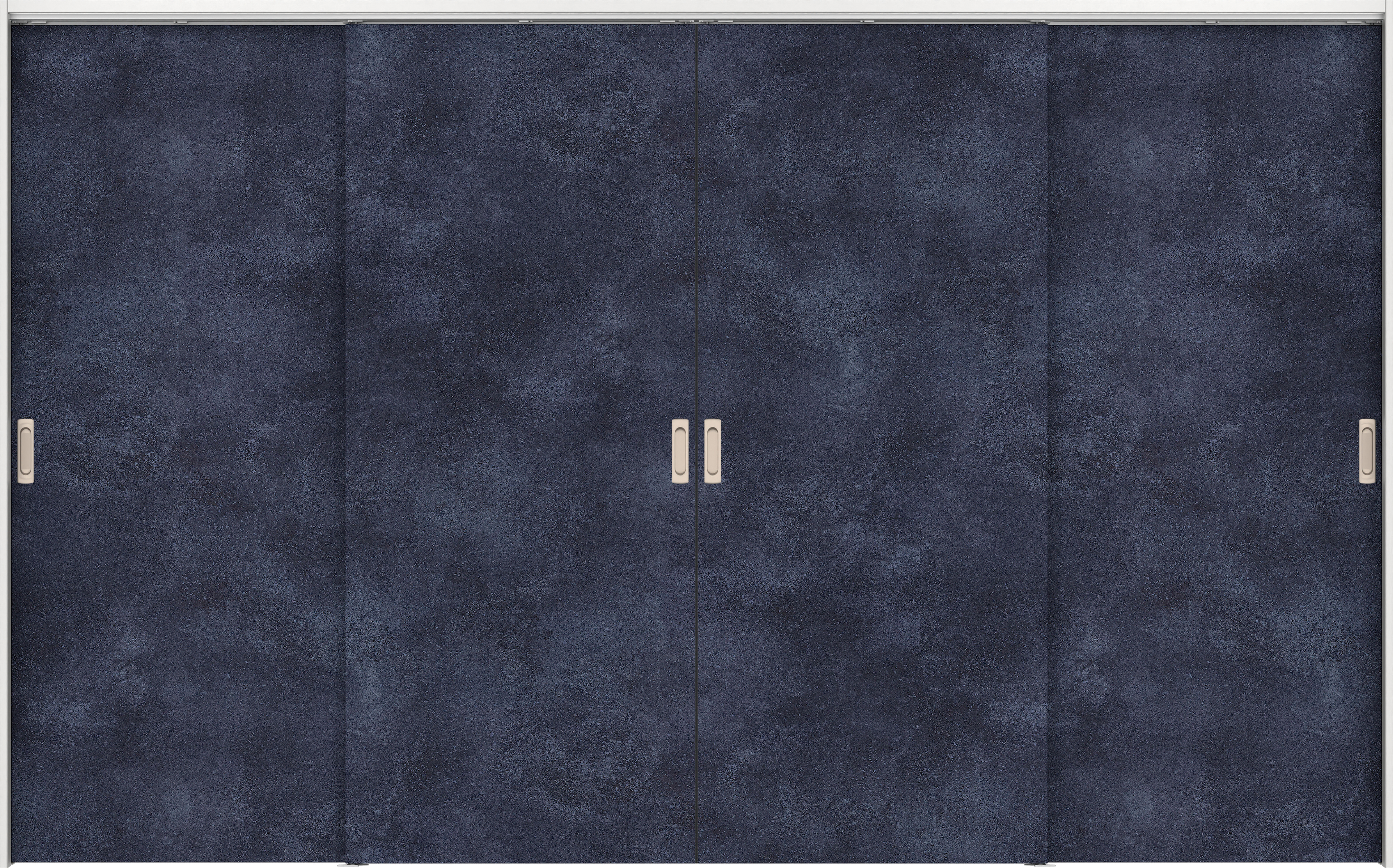 リビングドア　イエリア　吊戸・４枚引違　扉セット　００デザイン　３２６６幅用　２０００高　〈コバルトブルー柄〉　左右兼用　錠なし　ラクラクローズ付用